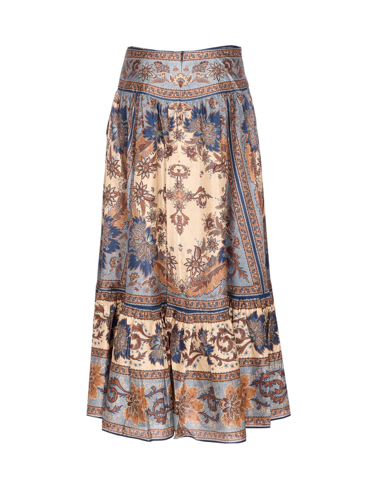 Zimmermann Ascension Tiered Midi Skirt In Multi