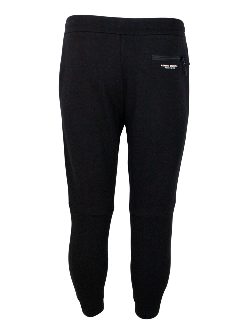 Shop Armani Collezioni Cotton Fleece Jogging Trousers With Drawstring At The Waist And Cuff At The Bottom In Black