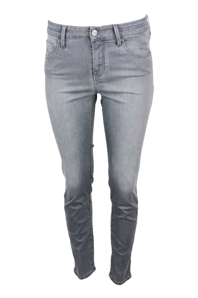 JACOB COHEN KIMBERLY CROPPED SKYNNY 5-POCKET DENIM TROUSERS WITH REGULAR WAIST IN SOFT STRETCH DENIM WITH ZIP CL