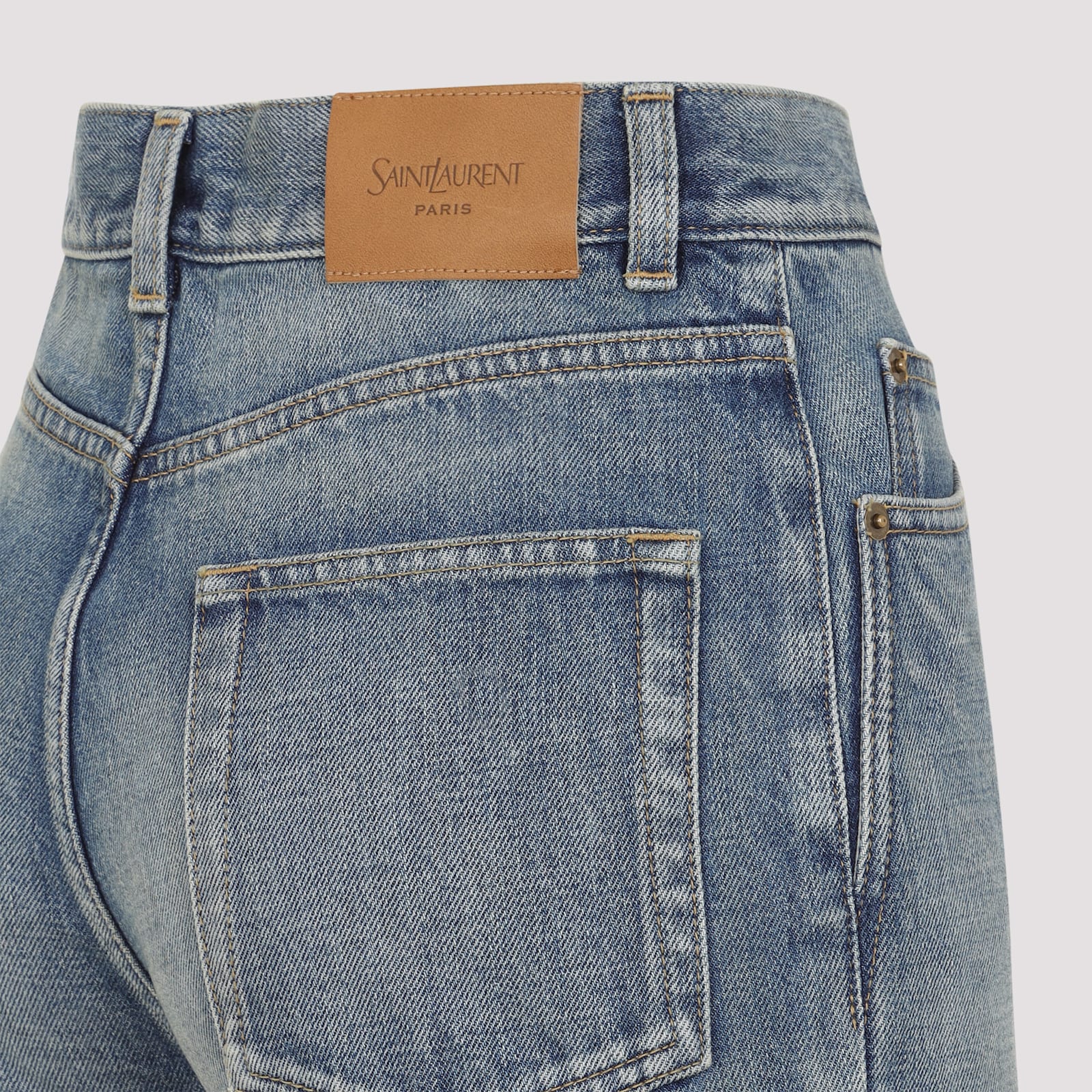 Saint Laurent 70s Jeans With Flared Boot-cut Leg In Authentic Medium Blu