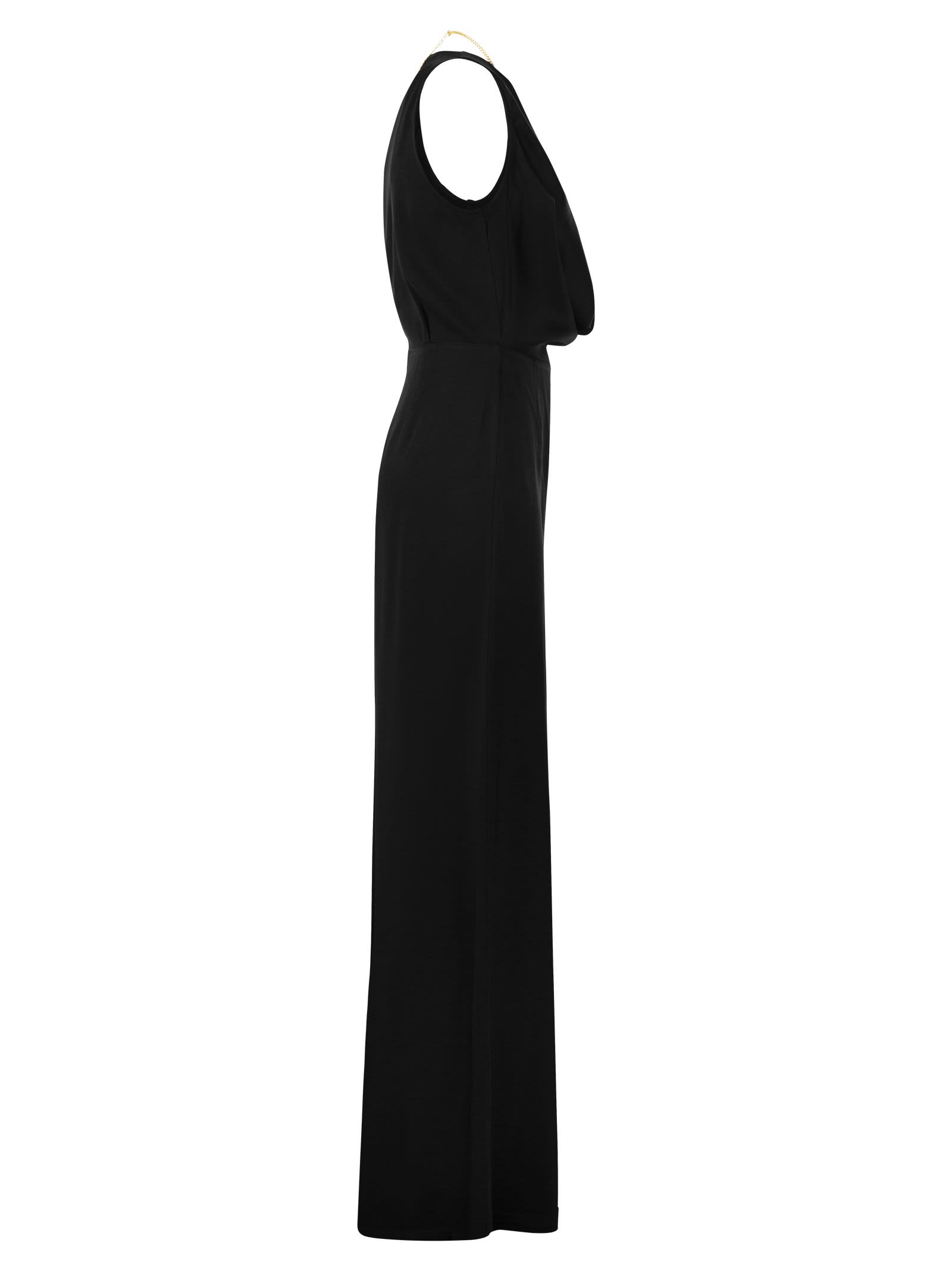 Elisabetta Franchi Jumpsuit Acetate Blend Metal Chain Accessory In Black