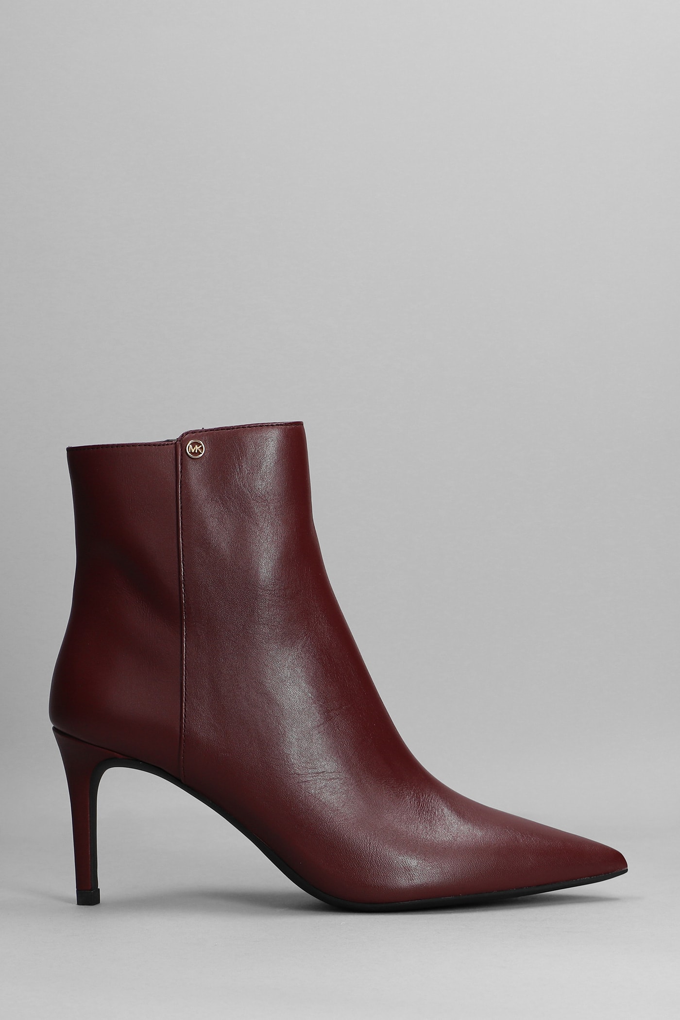 Michael Kors Alina Flex High Heels Ankle Boots In Bordeaux Leather