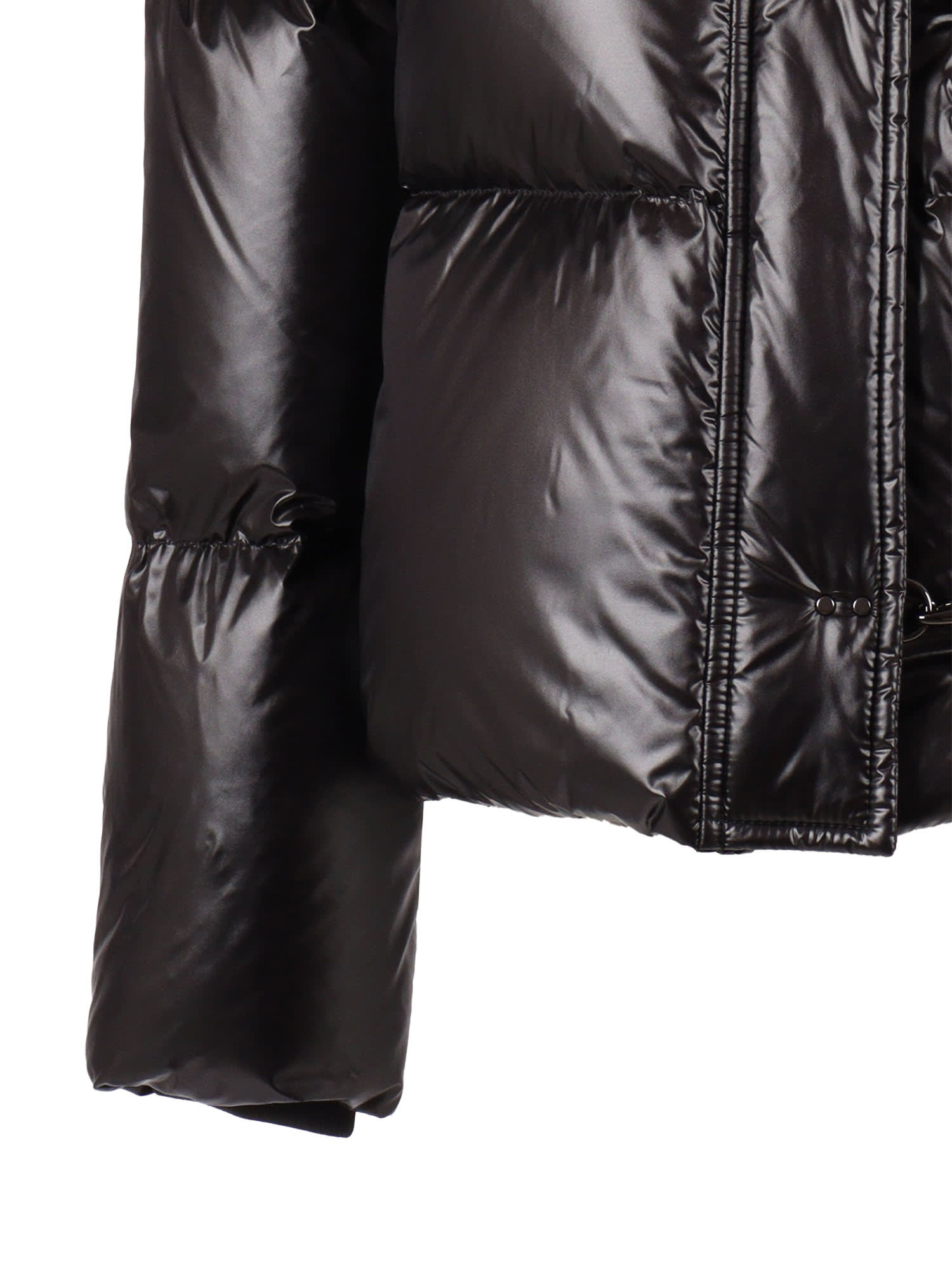 Fay Cropped Black Nylon Down Jacket With Iconic Fastening And Windproof Cuffs In Black