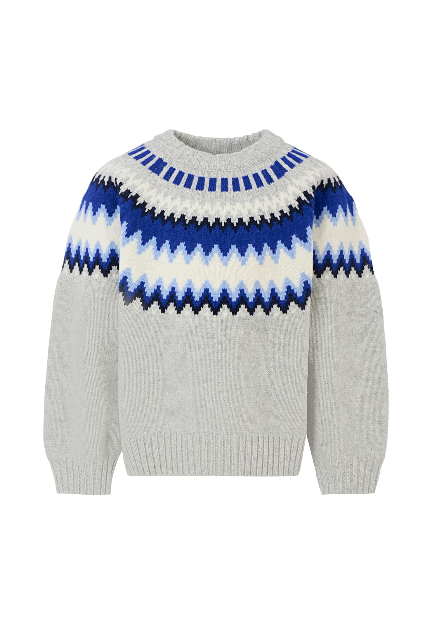 Molo Grey Sweater, For Boy With Nordic Pattern In Gray