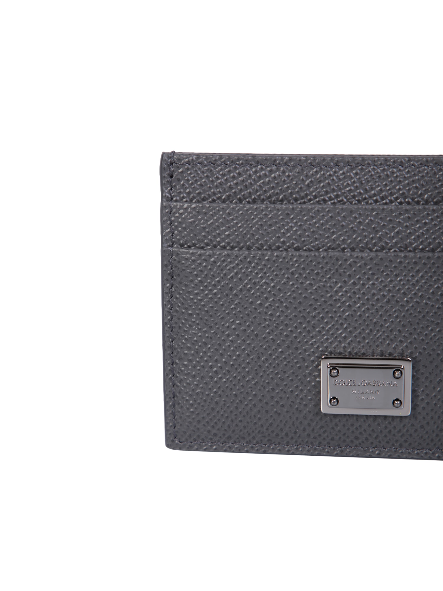 Shop Dolce & Gabbana Metal Plaque Grey Cardholder