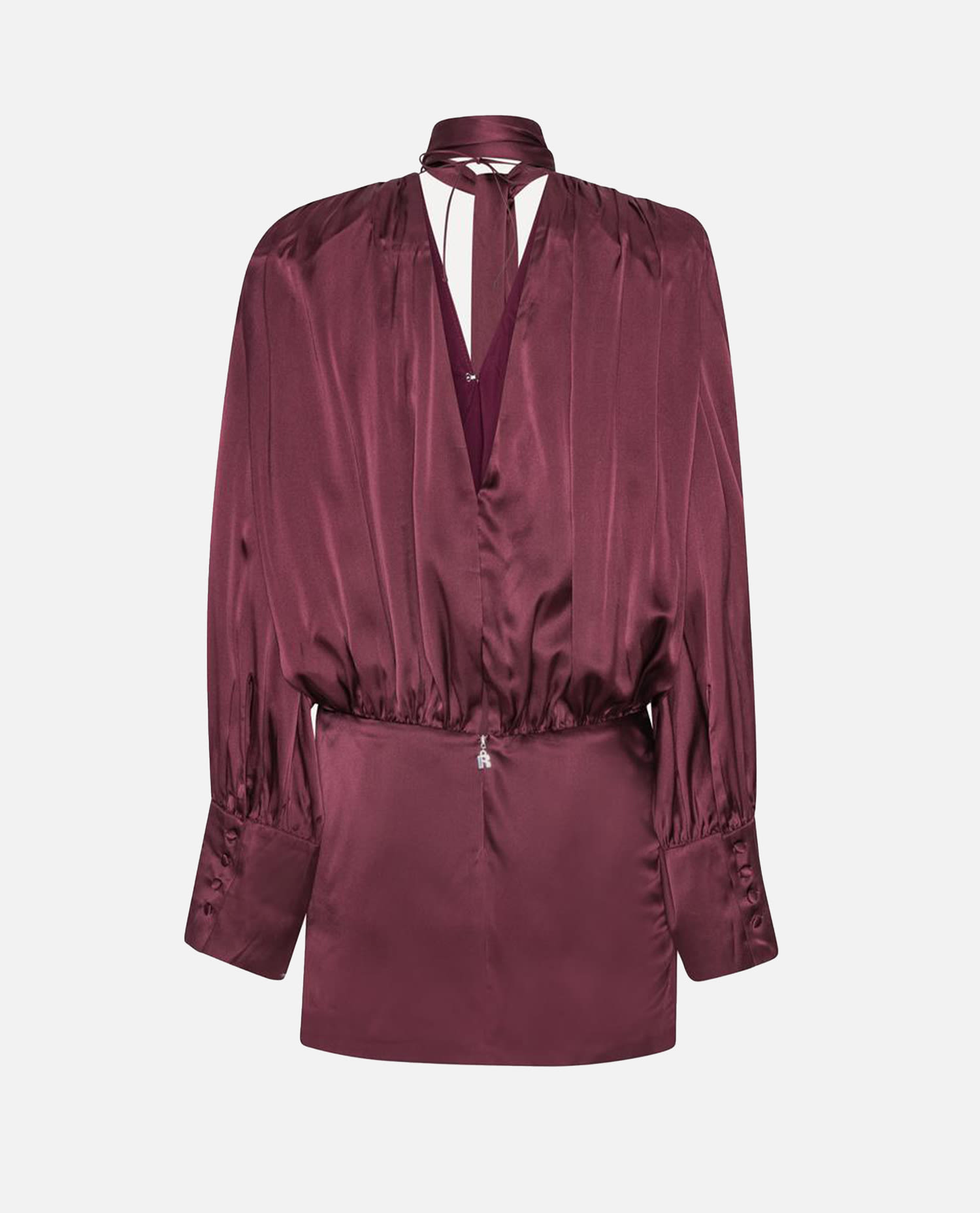 Rotate Birger Christensen Bordeaux Draped Silk Mini Dress In Burgundy