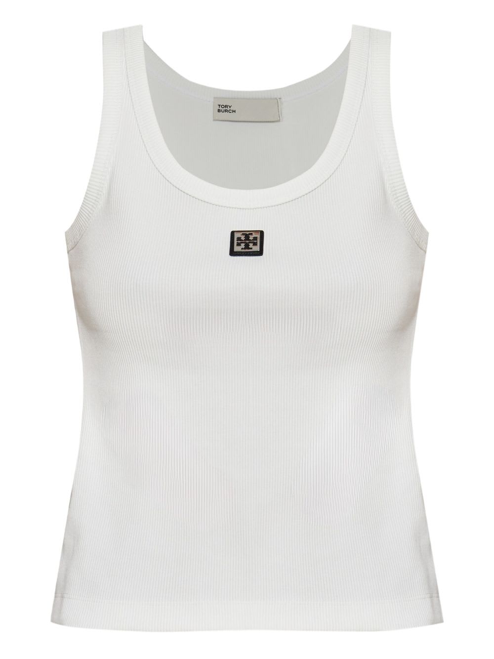 Tory Burch Logo Cotton Tank Top In White