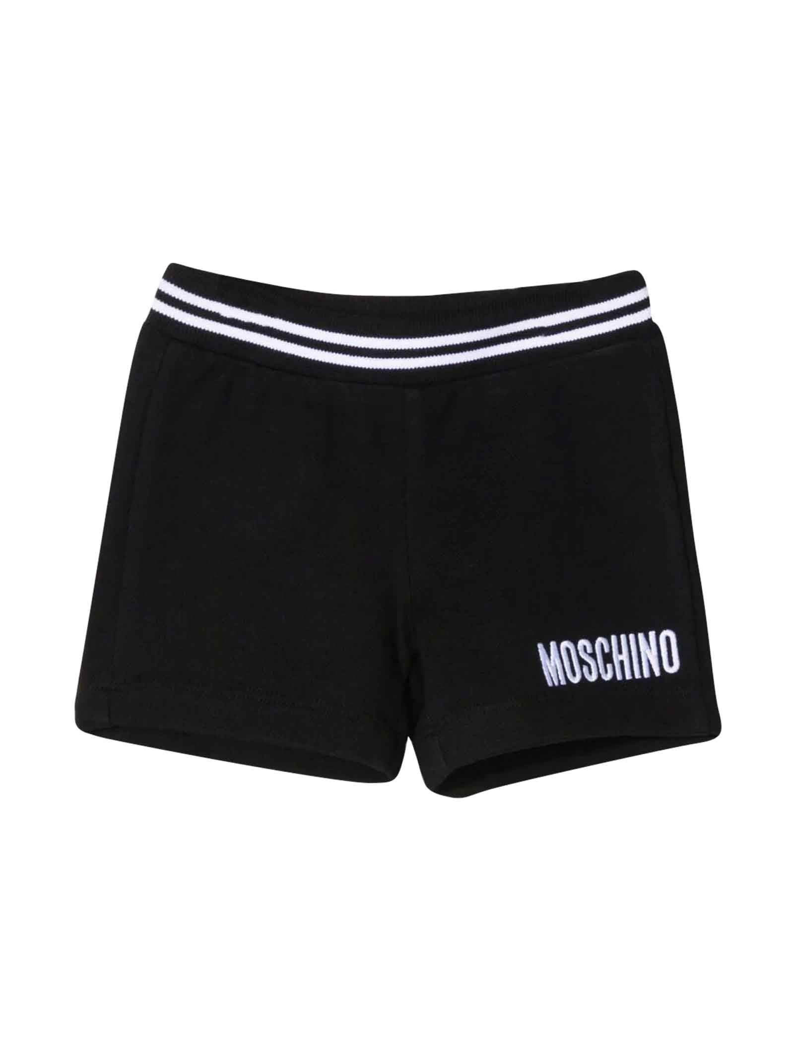 Moschino Black Bermuda Shorts With Logo