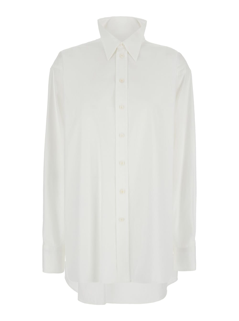 Phoebe Philo White Shirt With Classic Collar And Logo Embroidery On The Cuff In Cotton Woman In White