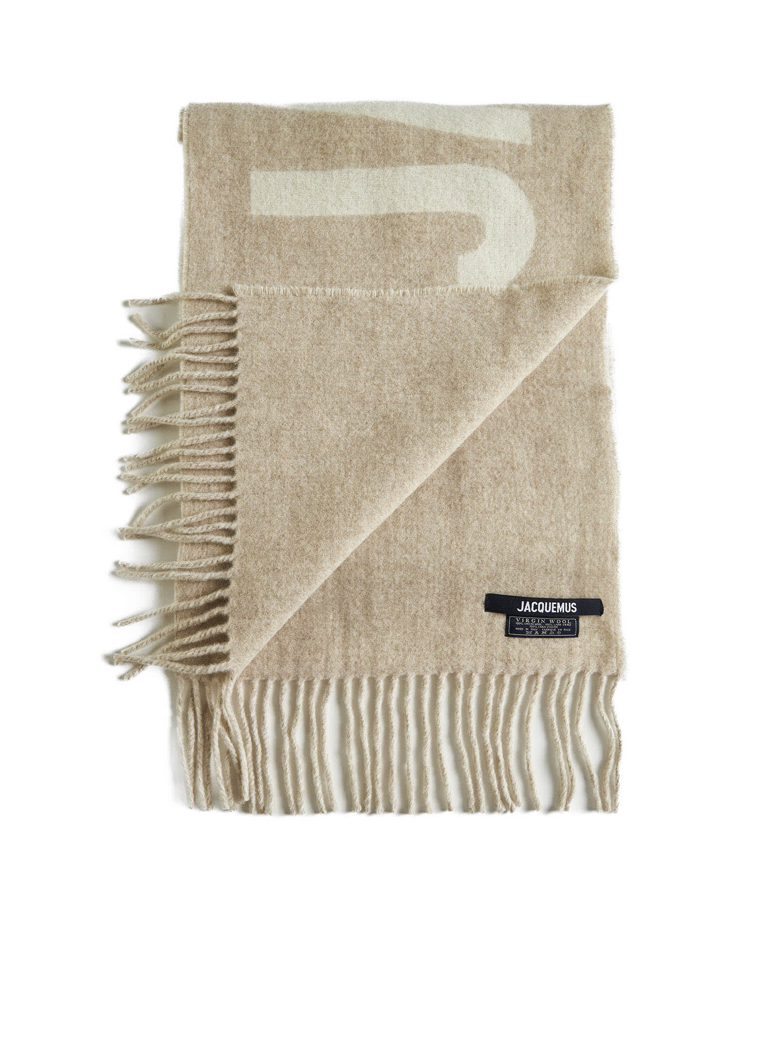 Shop Jacquemus Scarf In Multi Beige