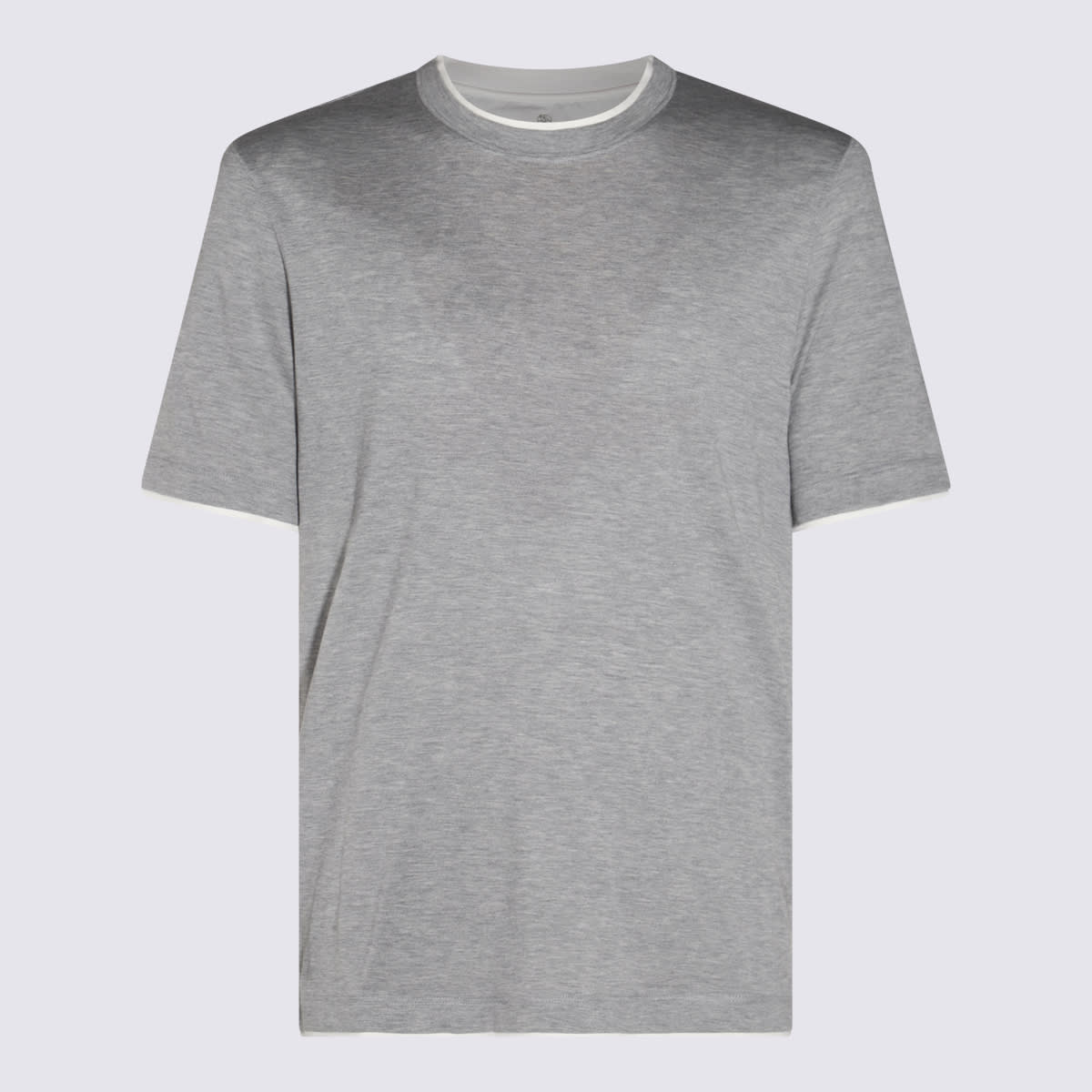 Shop Brunello Cucinelli Grey Cotton And Silk T-shirt