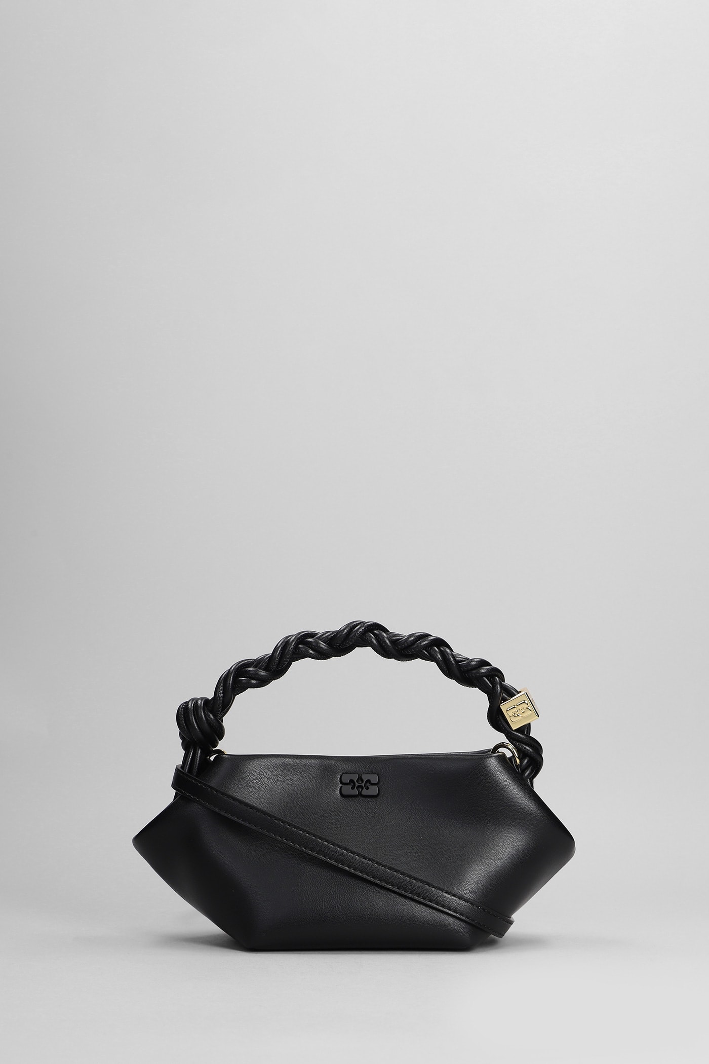 Shop Ganni Bou Bag Mini Shoulder Bag In Black Leather