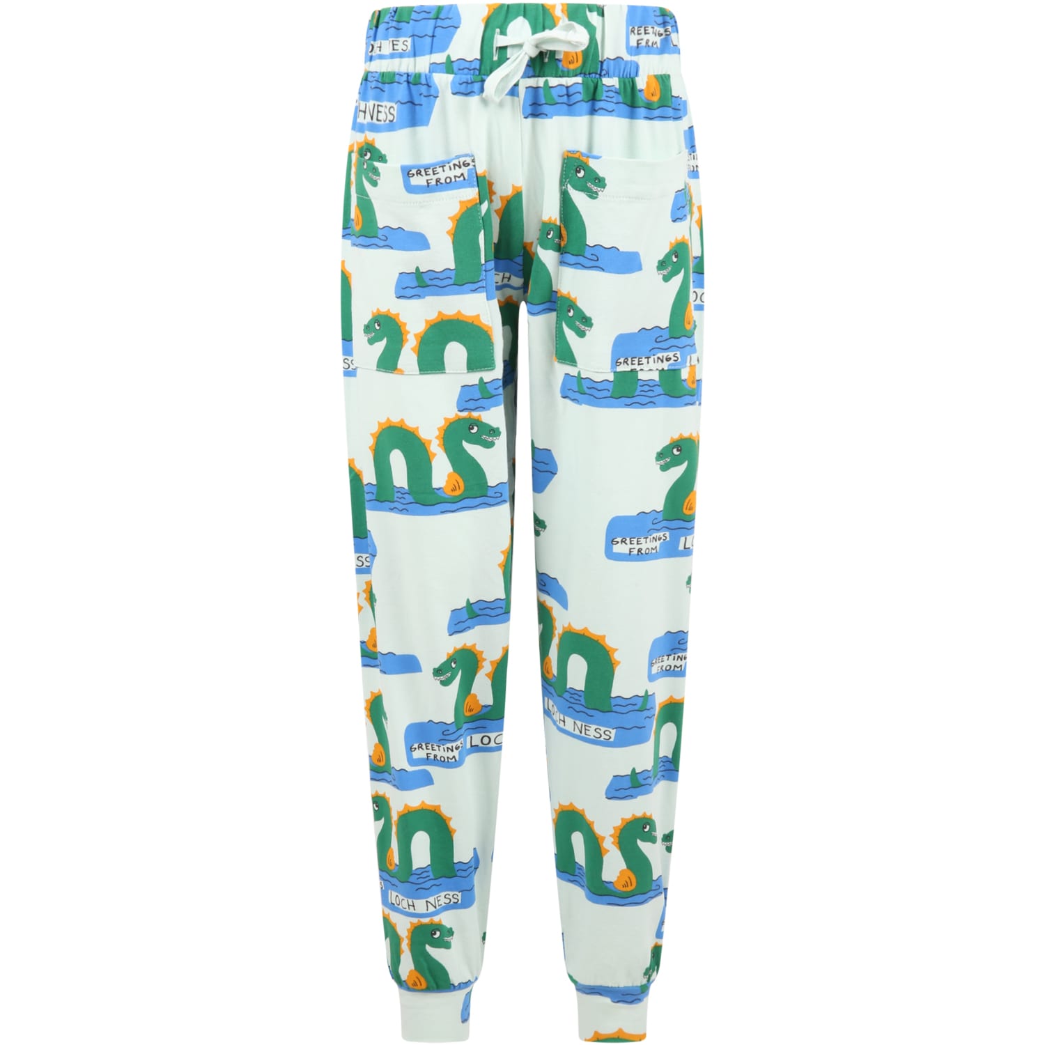 MINI RODINI GREEN SWEATPANTS FOR BOY WITH LOCH NESS MONSTER