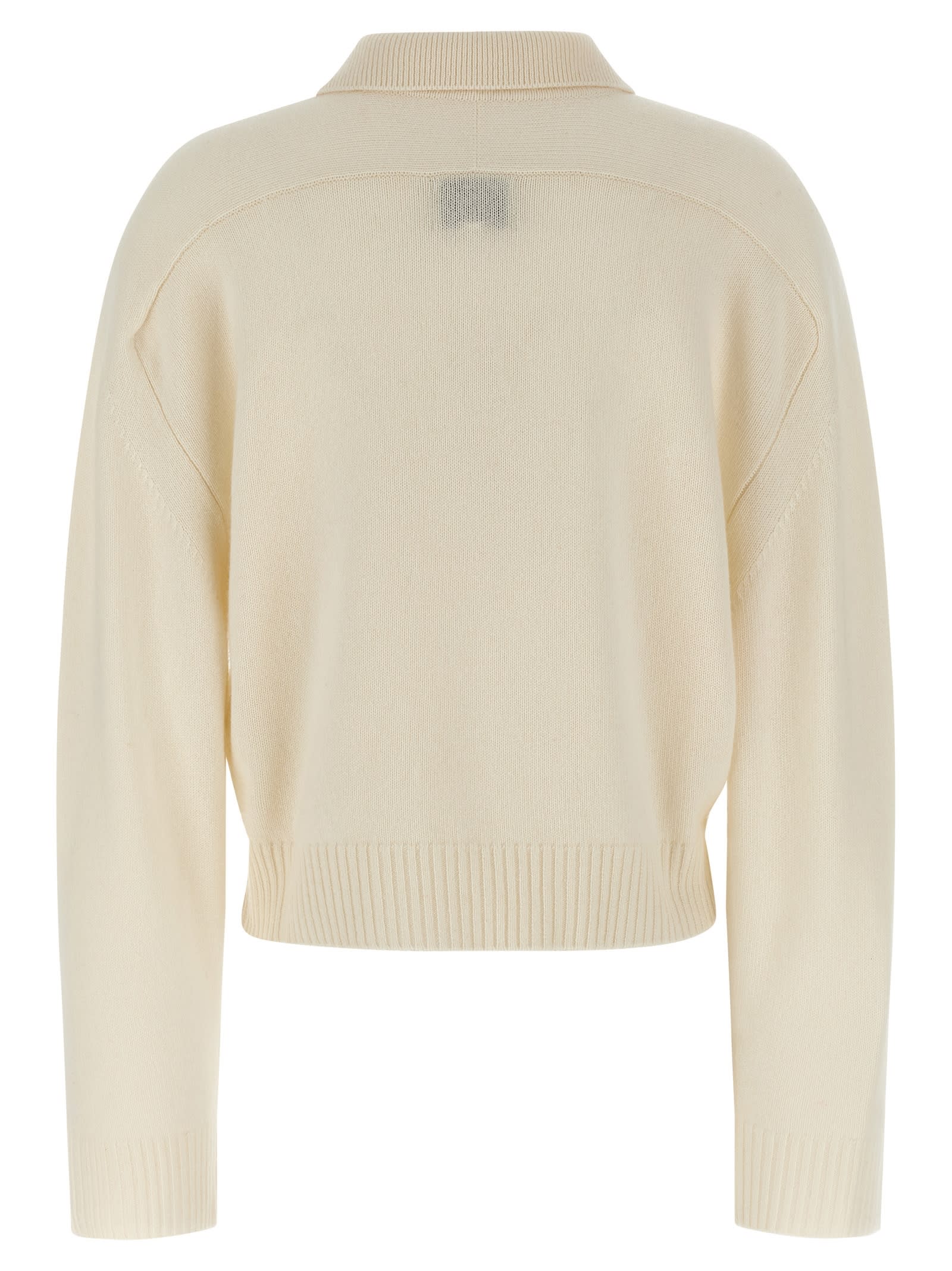Loulou Studio Ivory Cashmere Polo Shirt In White