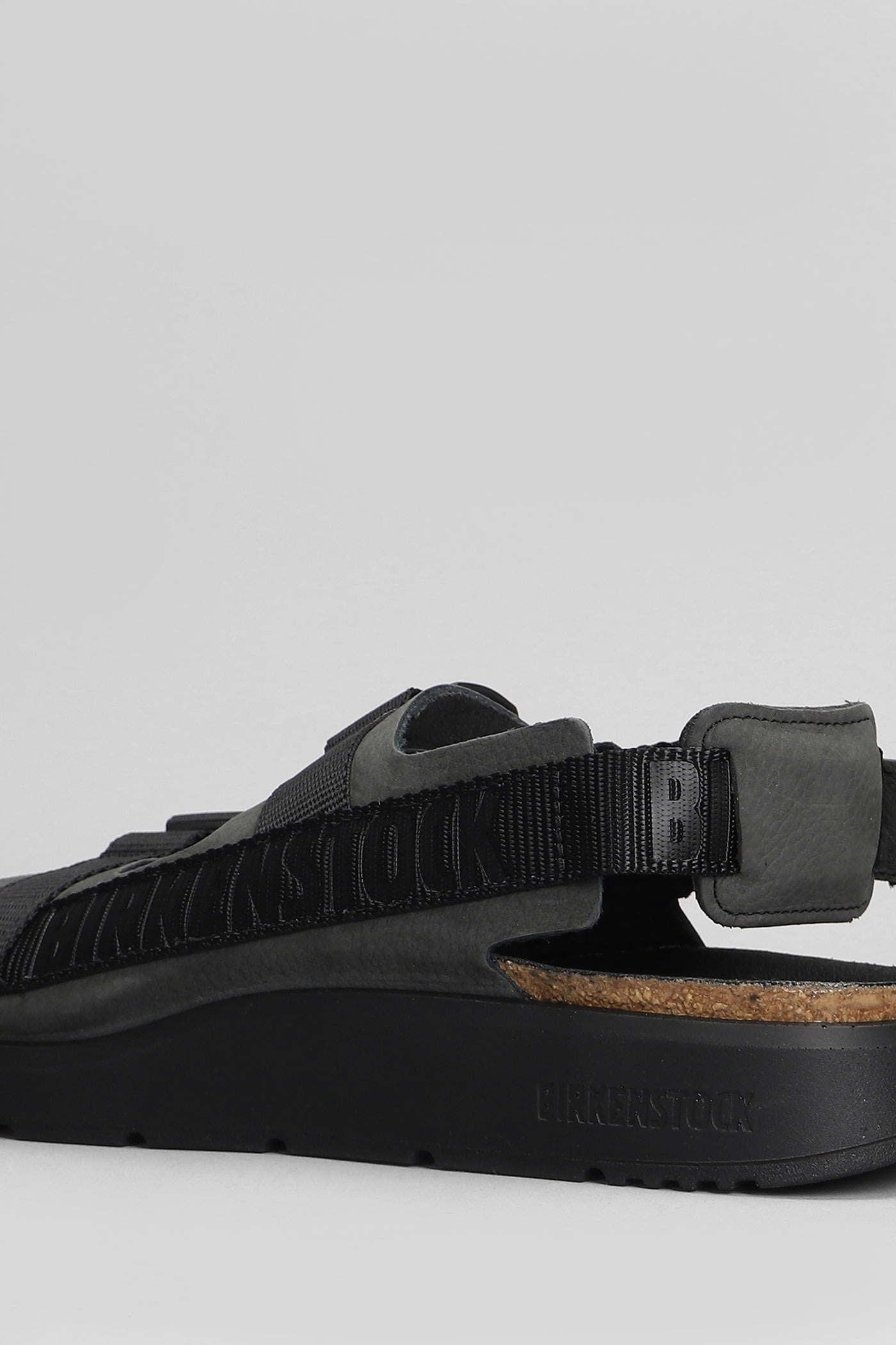 Birkenstock Black Shinjuku Sandal In Natural Leather And Tissue In Black
