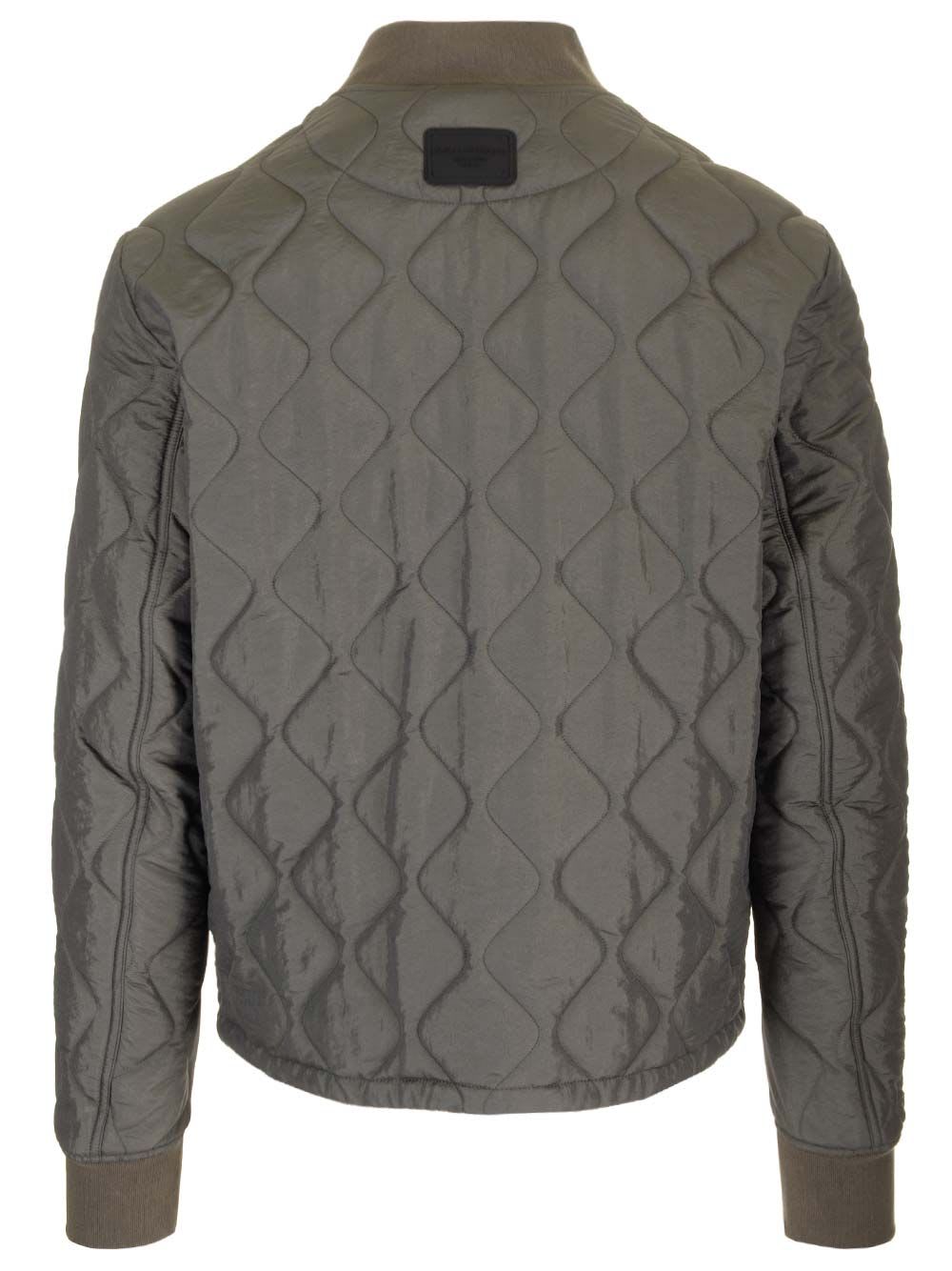 Shop Dolce & Gabbana Quilted Fabric Bomber Jacket In Green