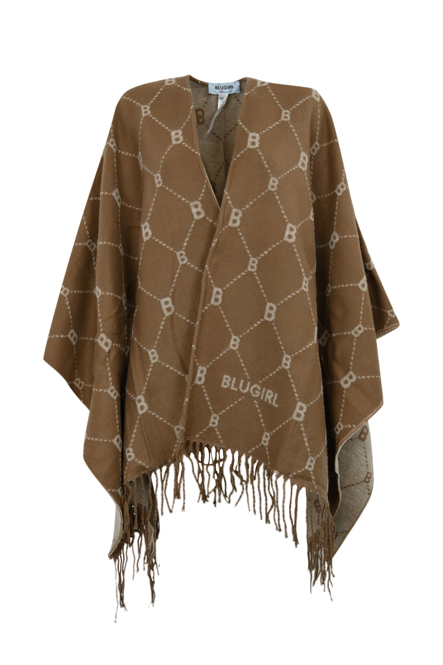 Poncho With Jacquard Logo