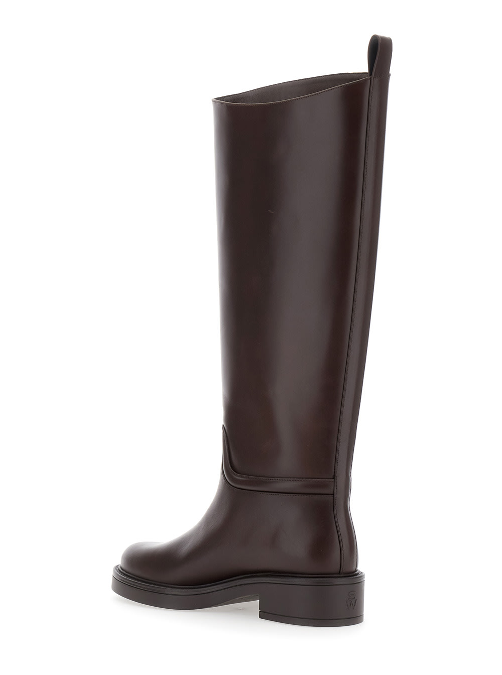 Stuart Weitzman Celia Leather Riding Boots In Brown