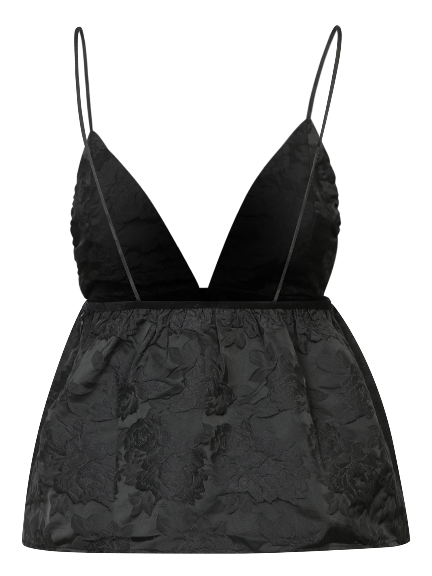 Ganni Floral-jacquard Flared Tank Top In Black