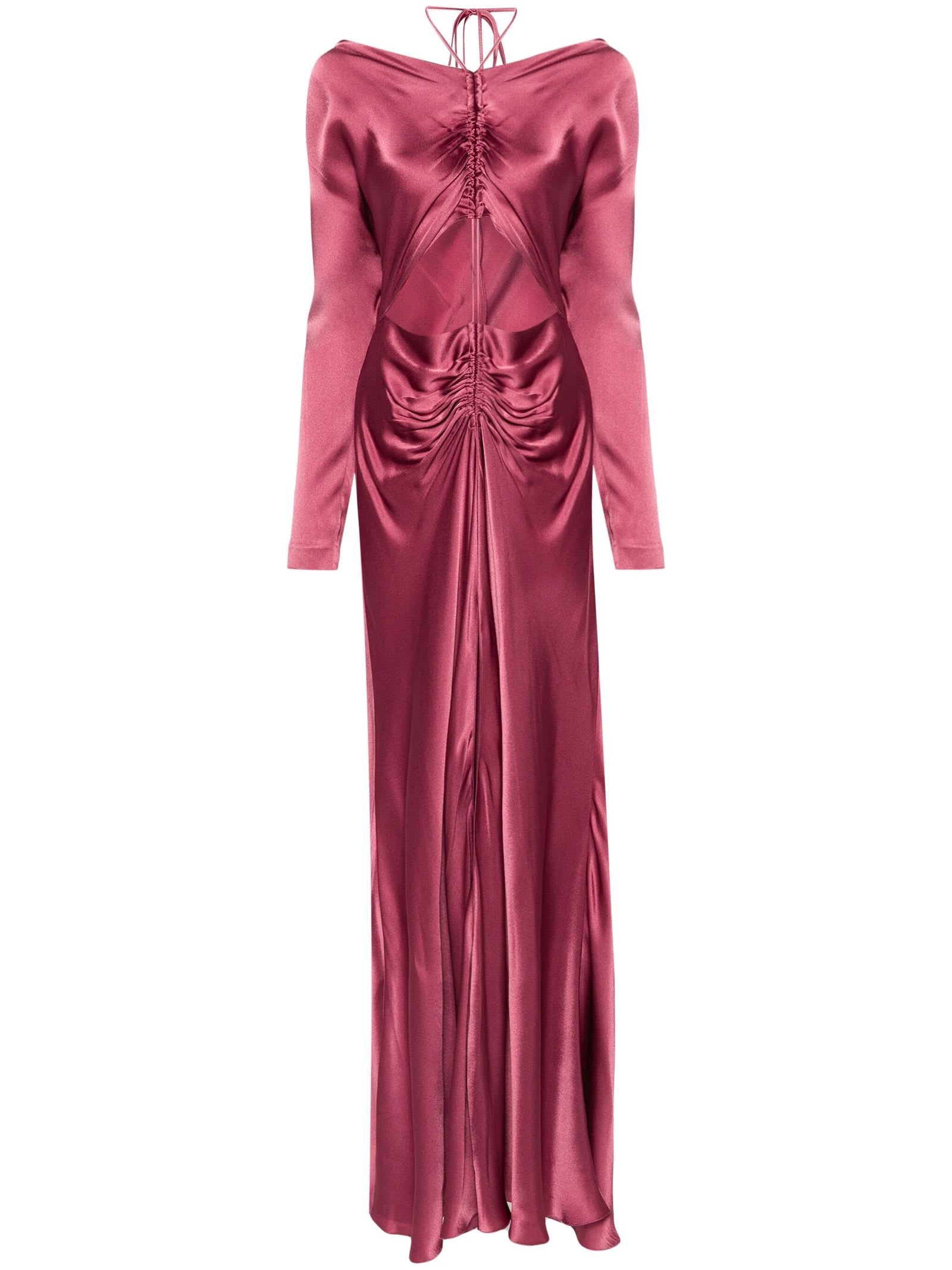 Shop Alberta Ferretti Aubergine Satin Finish Dress In Pink