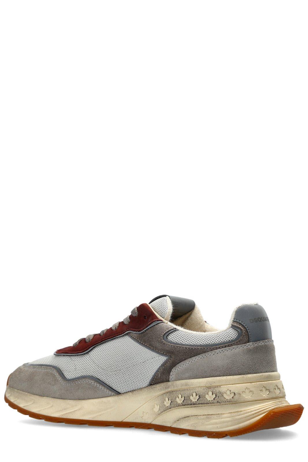 Dsquared2 Leather Sneakers With Chunky Rubber Sole In Beige