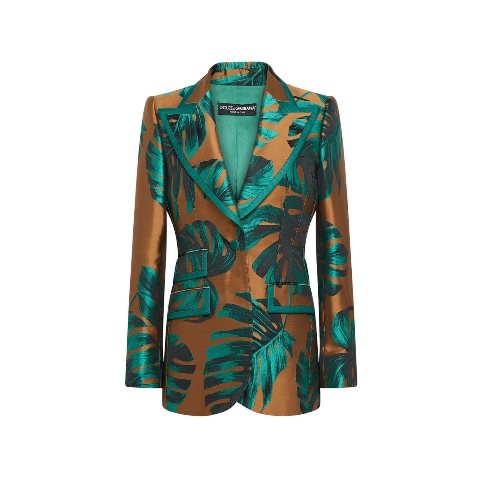 Shop Dolce & Gabbana Lamè Philodendron Jacquard Jacket In Brown