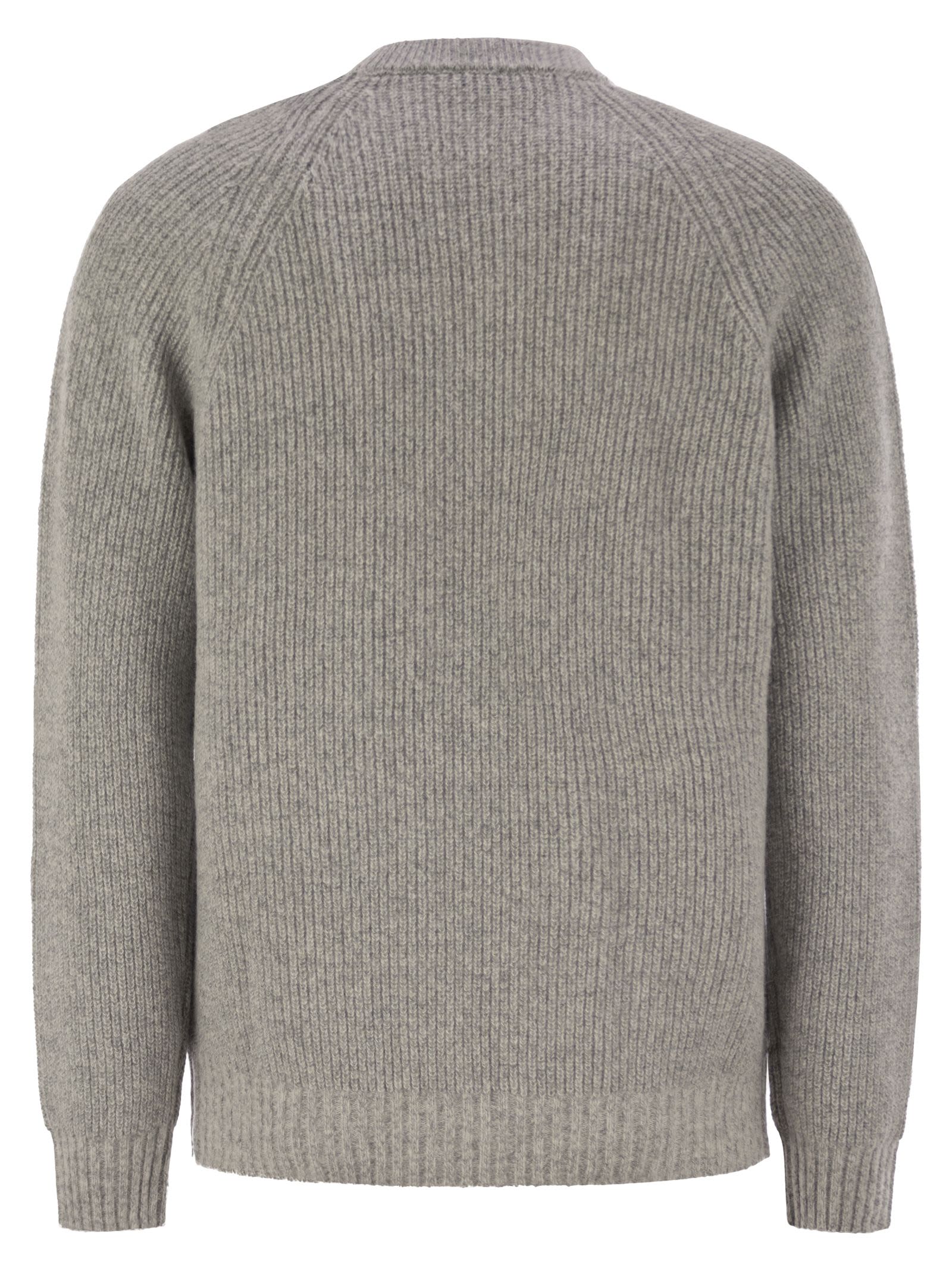 Shop Peserico Crew-neck Rib Sweater In Grey