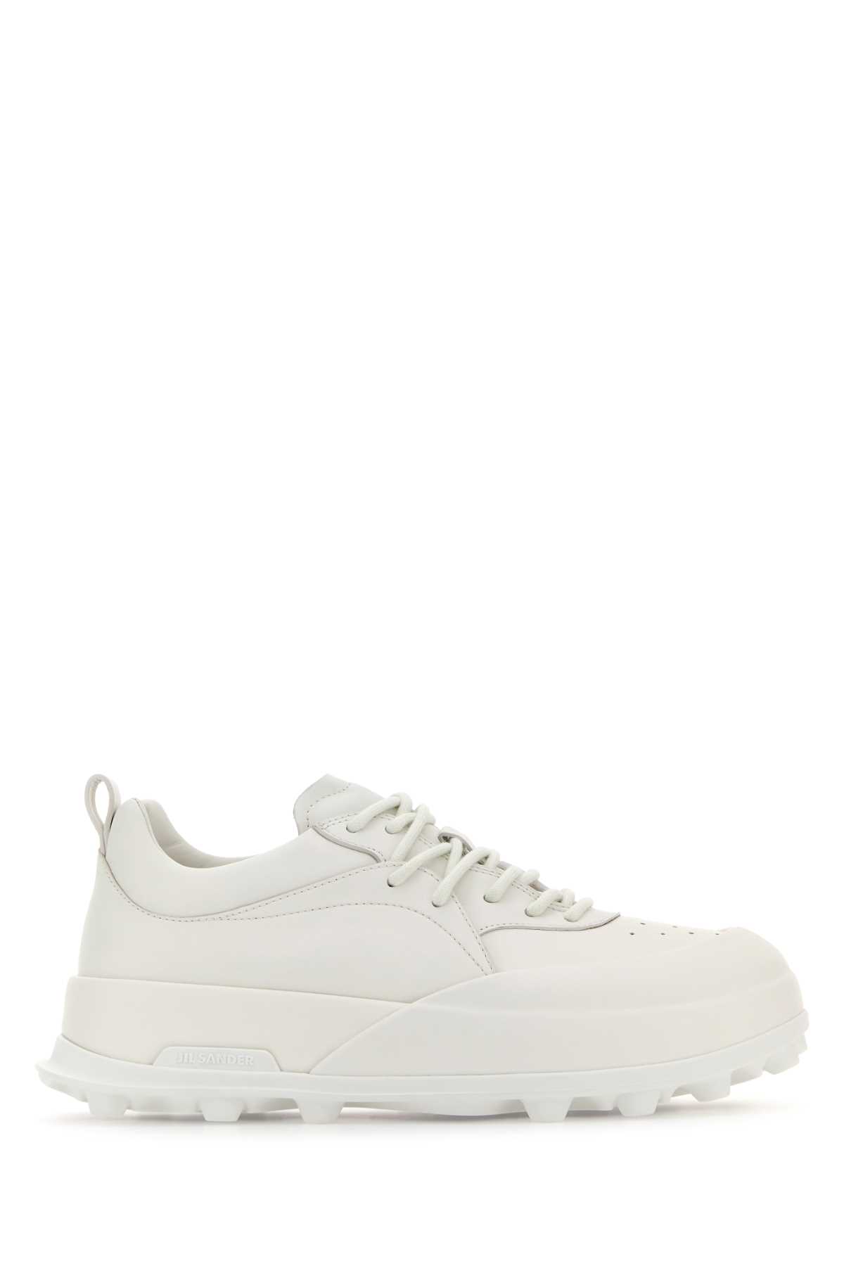 White Leather And Rubber Orb Sneakers