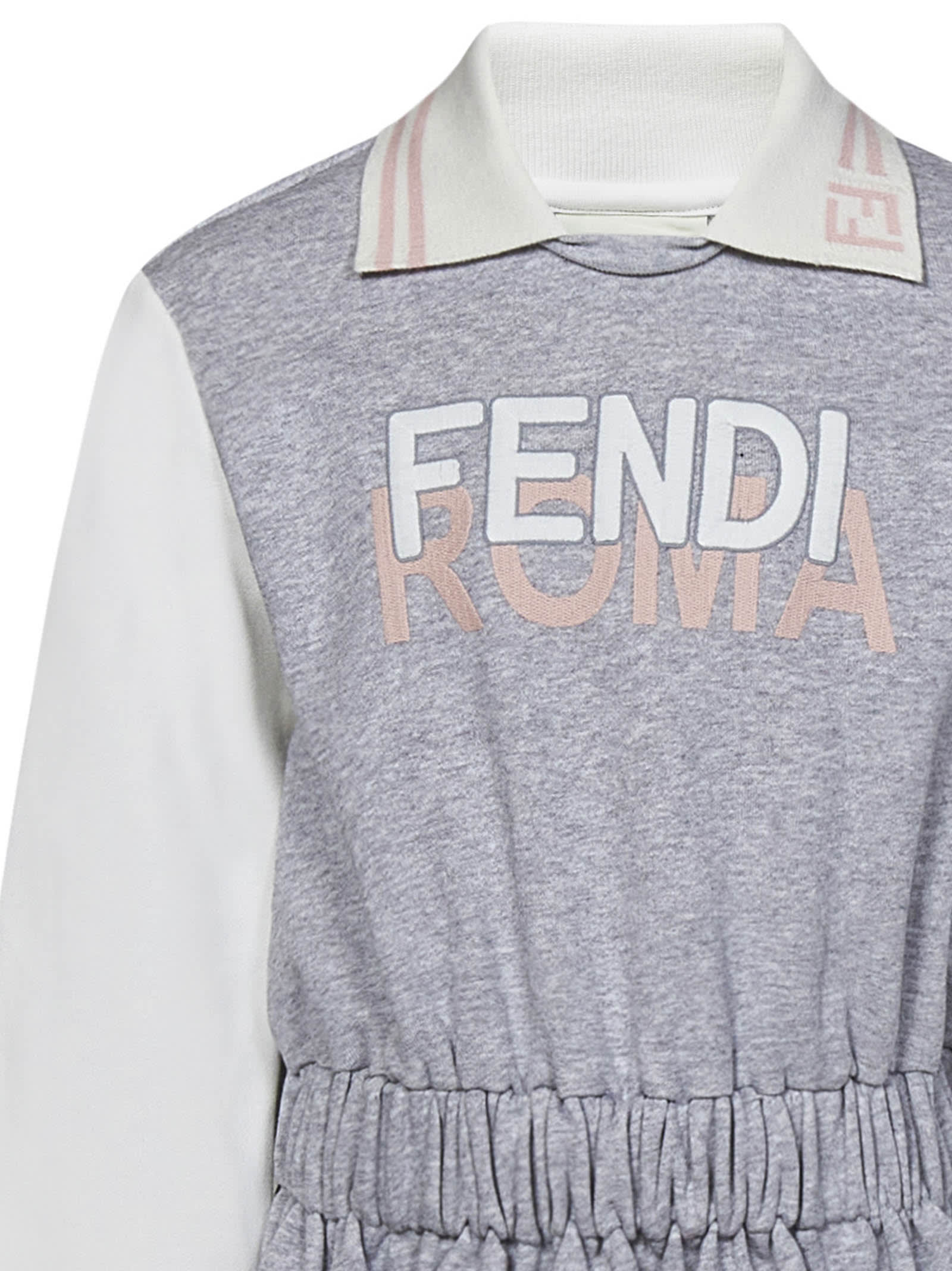 Shop Fendi Dress In Grey/gesso