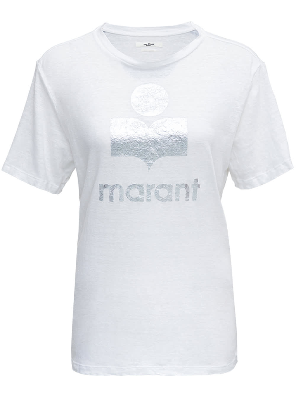 Isabel Marant Étoile White Linen T-shirt With Logo Print | ModeSens