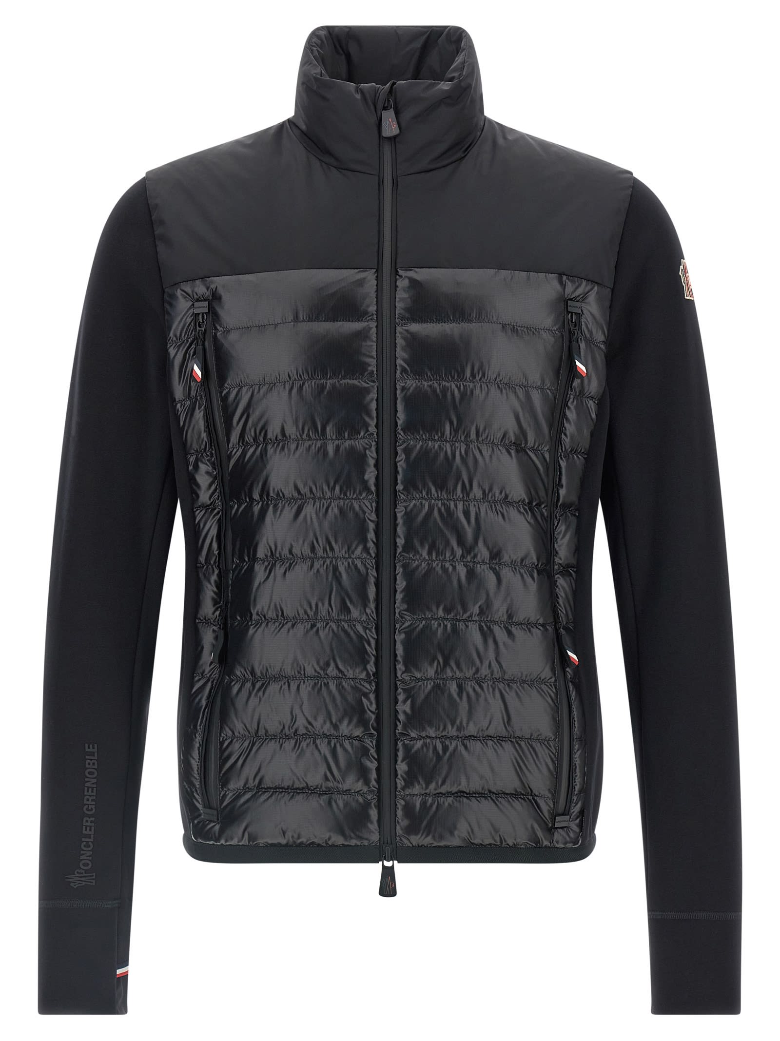 Moncler High Collar Long Sleeve Padded Sweatshirt In Black