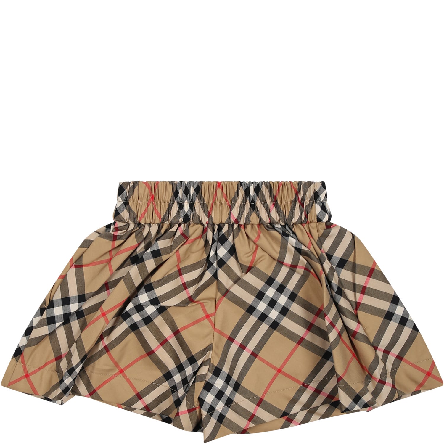 Shop Burberry Beige Shorts For Baby Girl With Iconic All-over Vintage Check In Archive Beige Ip Check