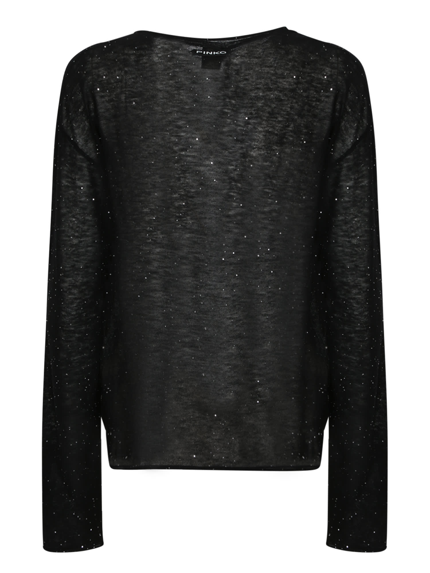 Pinko Salomone Wool Sweater With Micro Sequins In Black