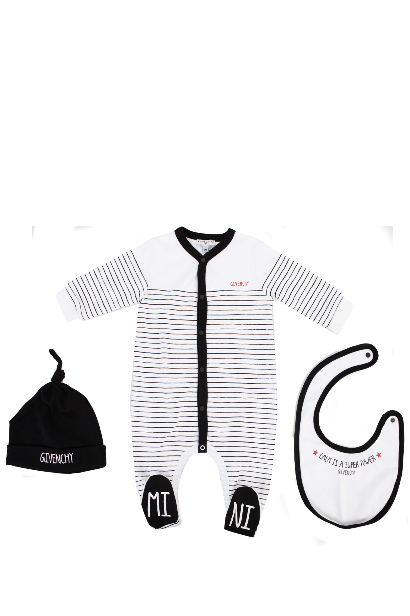Givenchy Kids' Cotton Romper, Hat E Bib In White