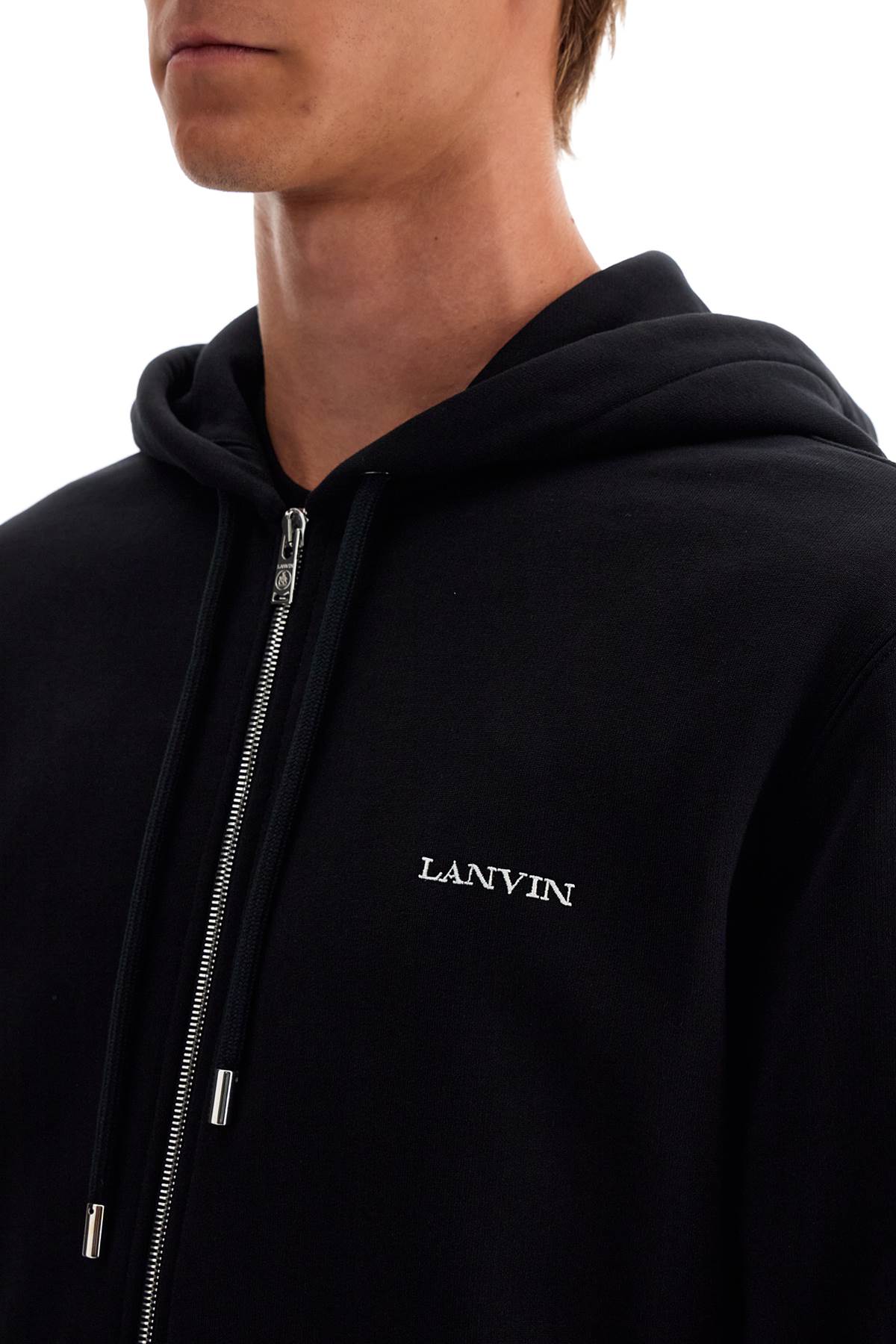 Shop Lanvin Hooded Sweatshirt With Zipper In Noir (black)