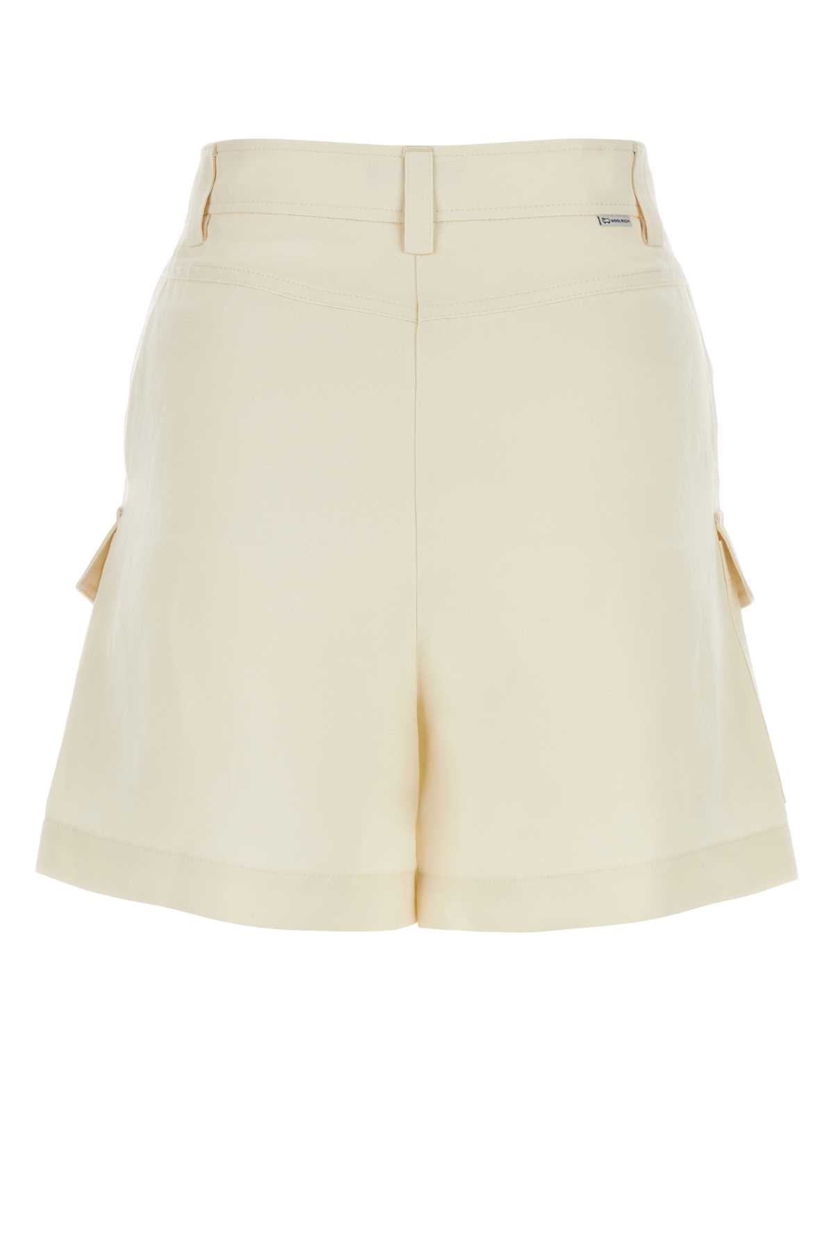 Shop Woolrich Ivory Viscose Blend Shorts In Plasterwhite