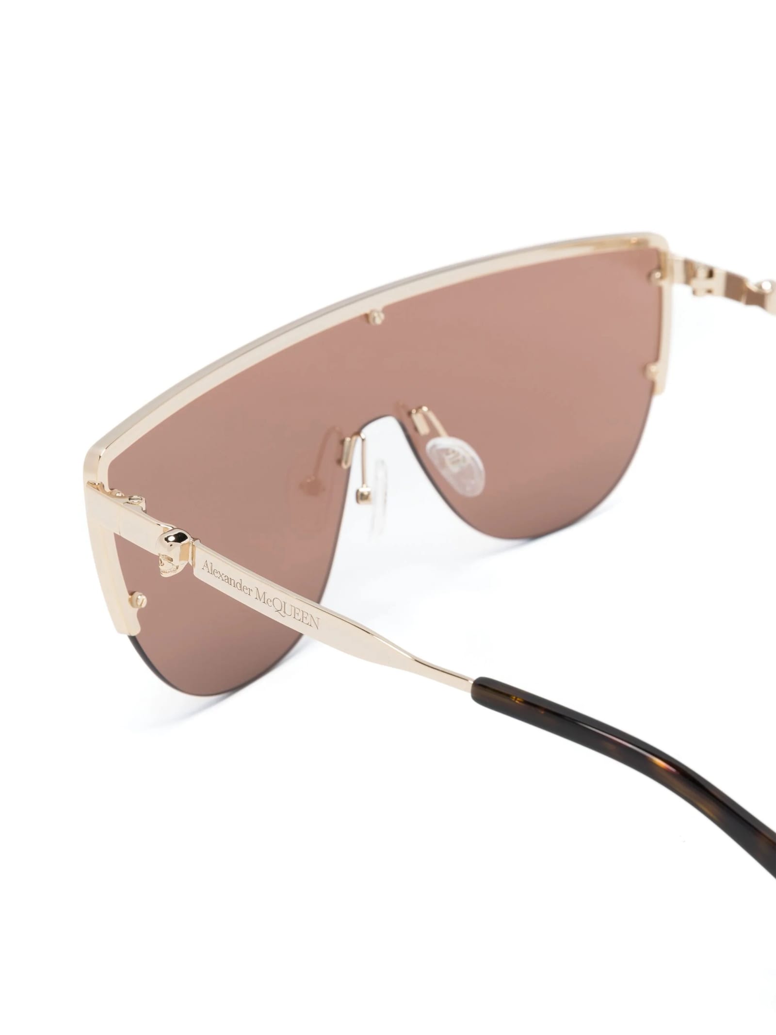 Shop Alexander Mcqueen Eyewear Skull Sunglasses In Gold In Golden