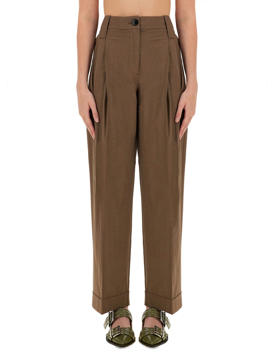 Shop Ganni Loose Fit Pants In Brown