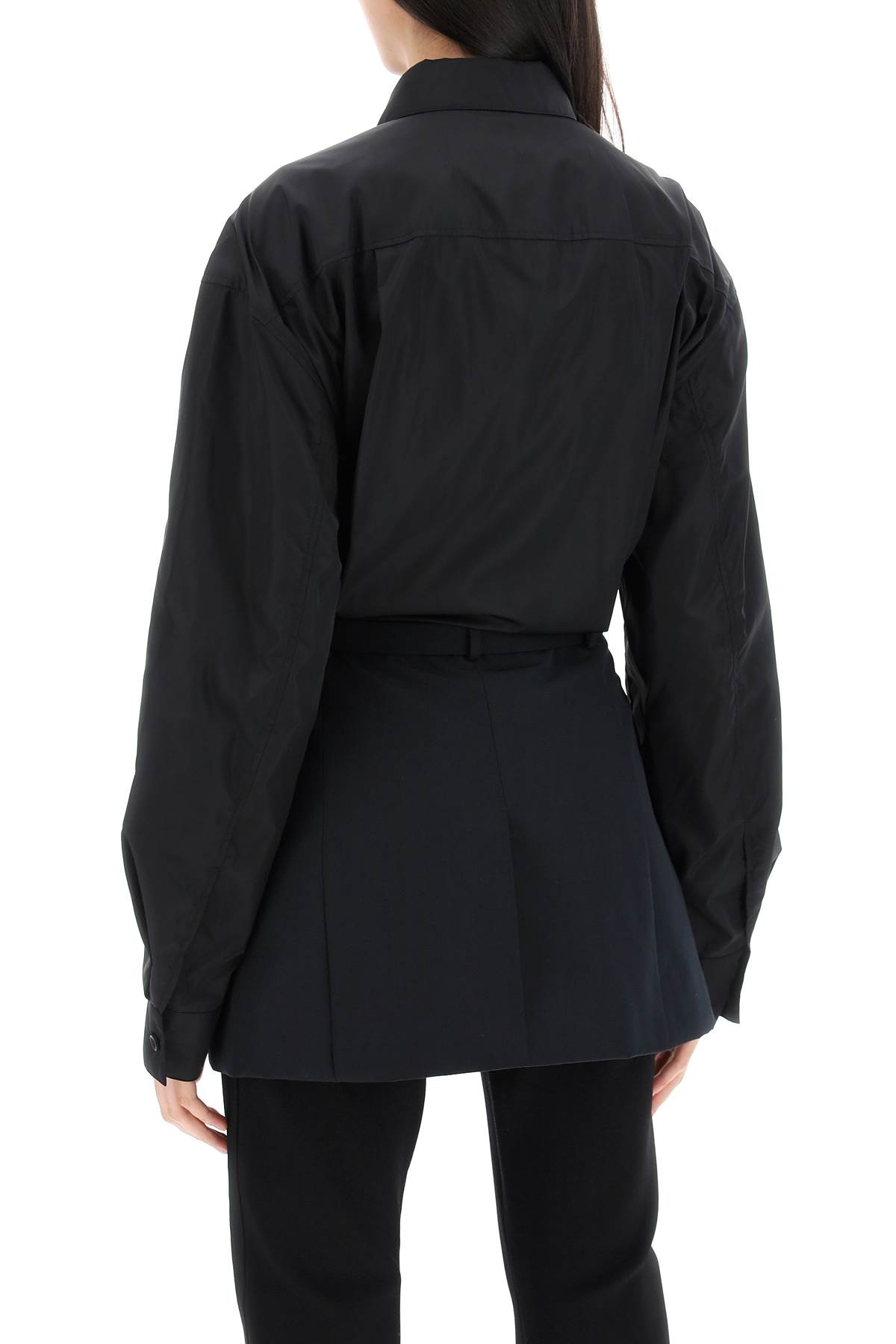 Shop Alexander Wang Bimaterial Jacket With Belt In Black (black)