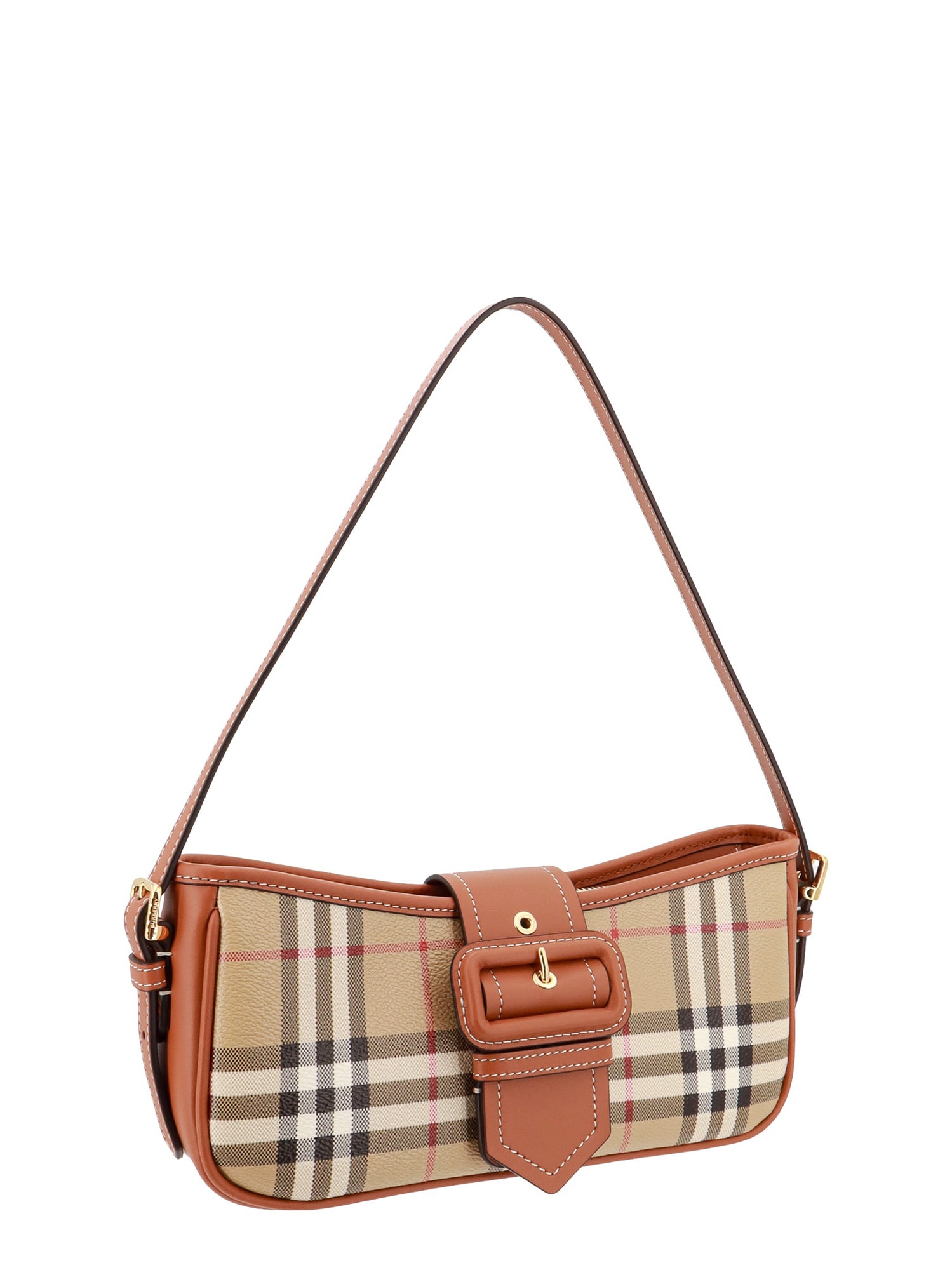 Shop Burberry Sling Shoulder Bag In Leather Brown