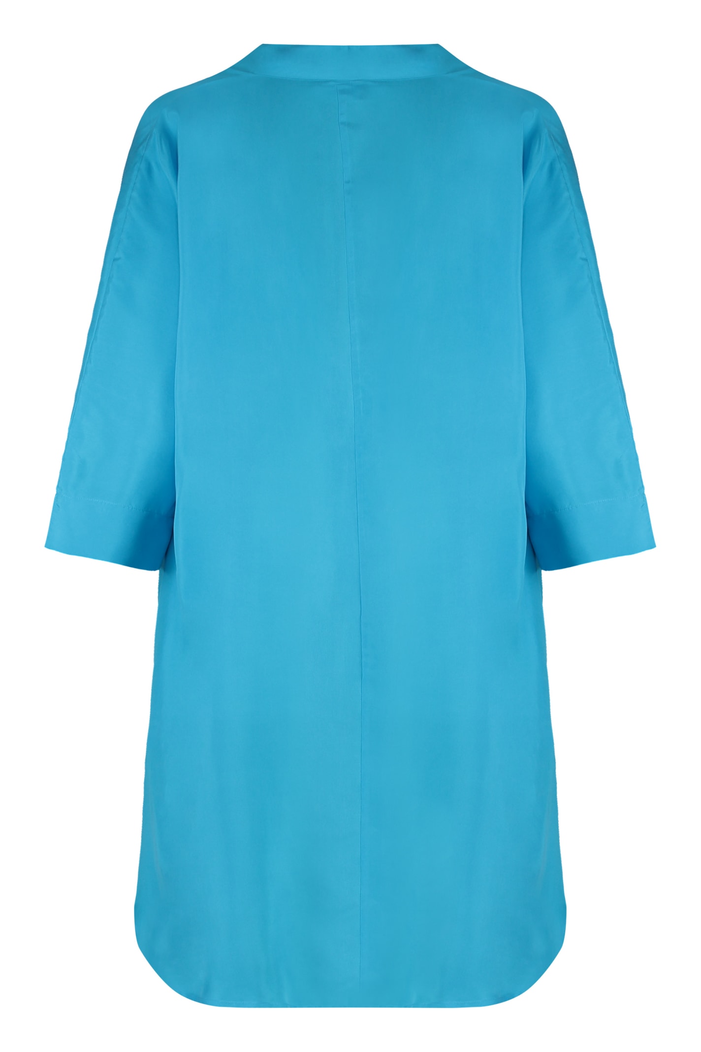 Shop P.a.r.o.s.h Silk Dress In Turquoise