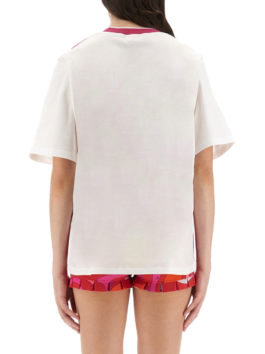 Pucci T-shirt With Colorful Iris Print And Crew Neck In Red