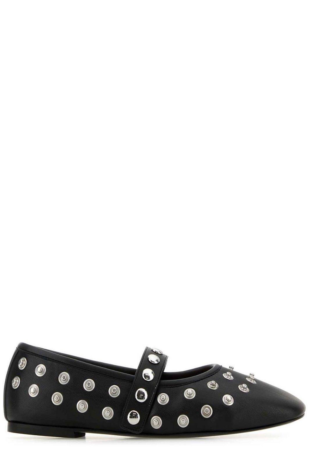 Shop Stella Mccartney Embellished Round Toe Ballerinas In Black