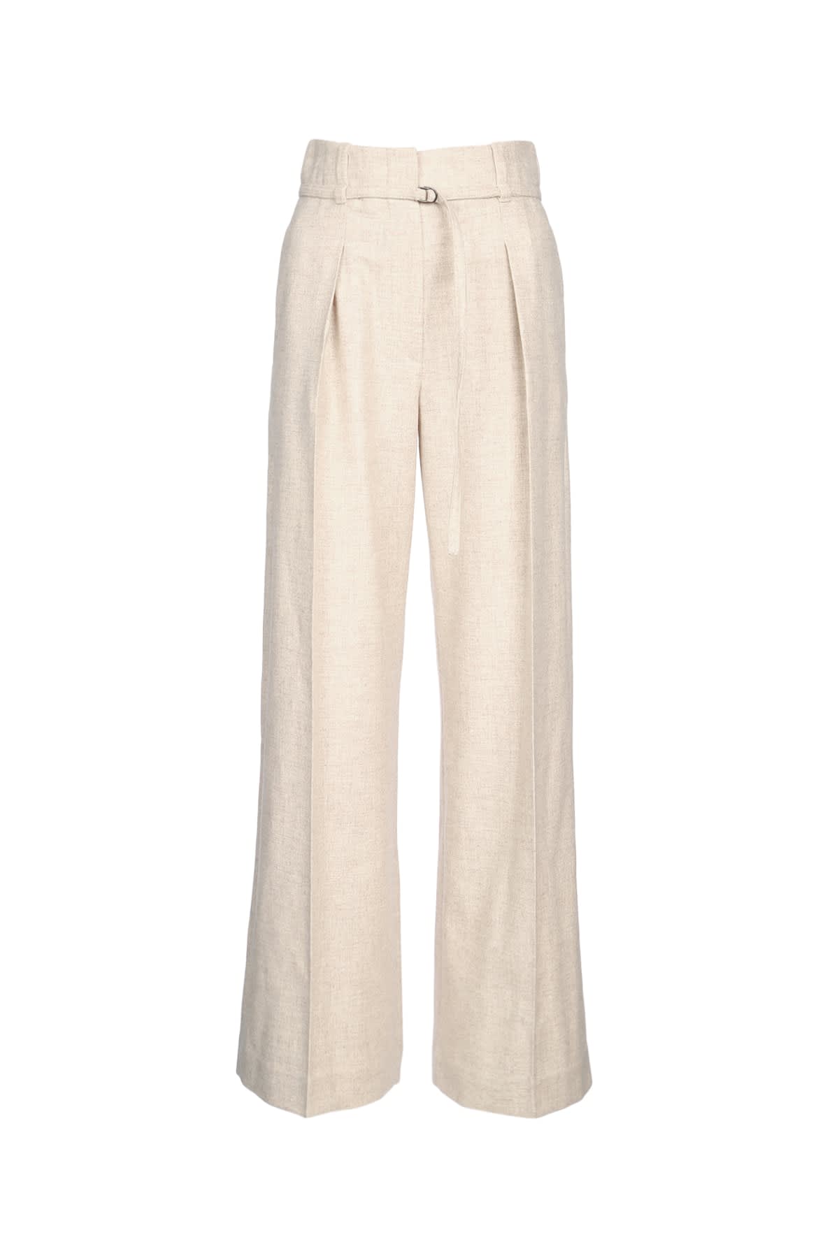 Brunello Cucinelli Belted Wool And Cashmere Wide-leg Pants In Pink
