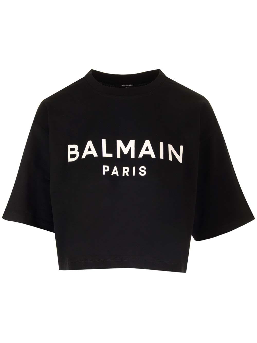 Shop Balmain T-shirt With  Paris Print In Black