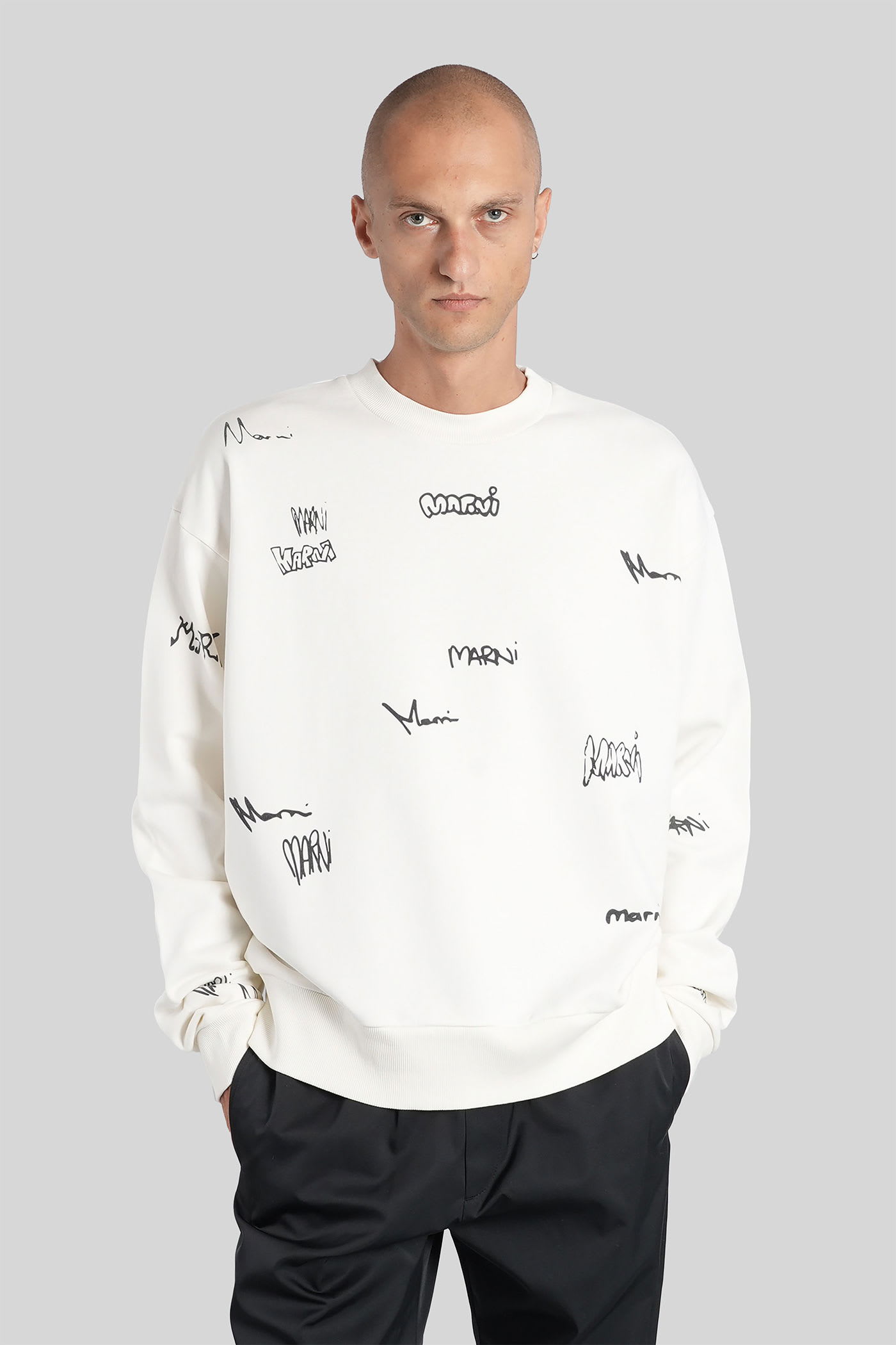 Marni Long Sleeve Crewneck Sweatshirt In Neutral