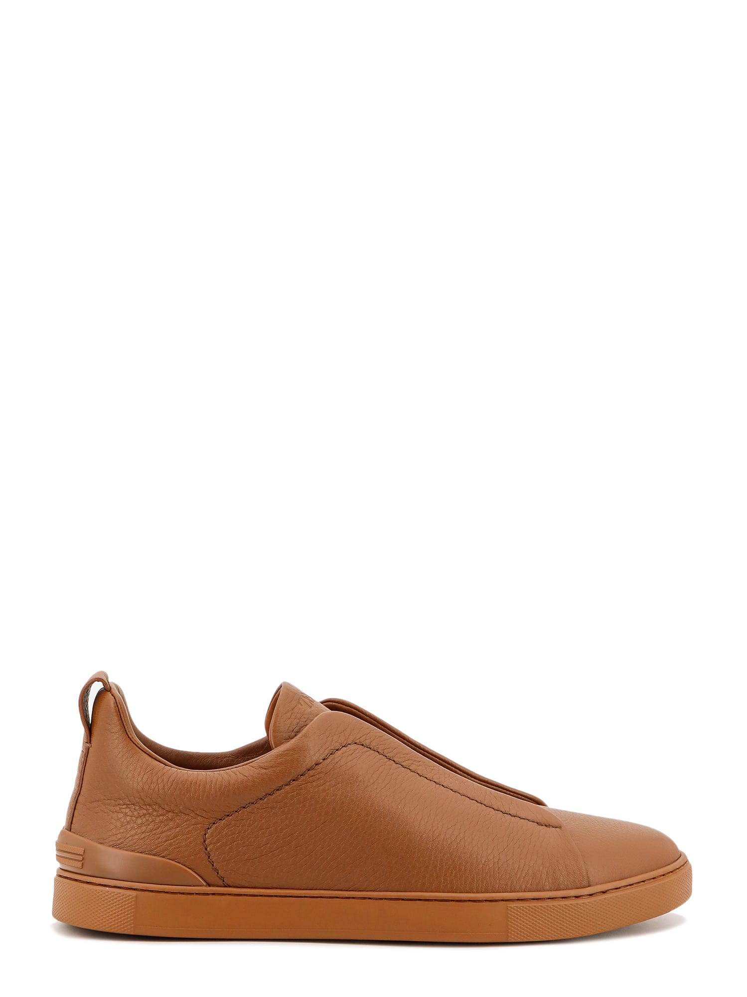 Zegna Triple Stitch Sneakers In Brown