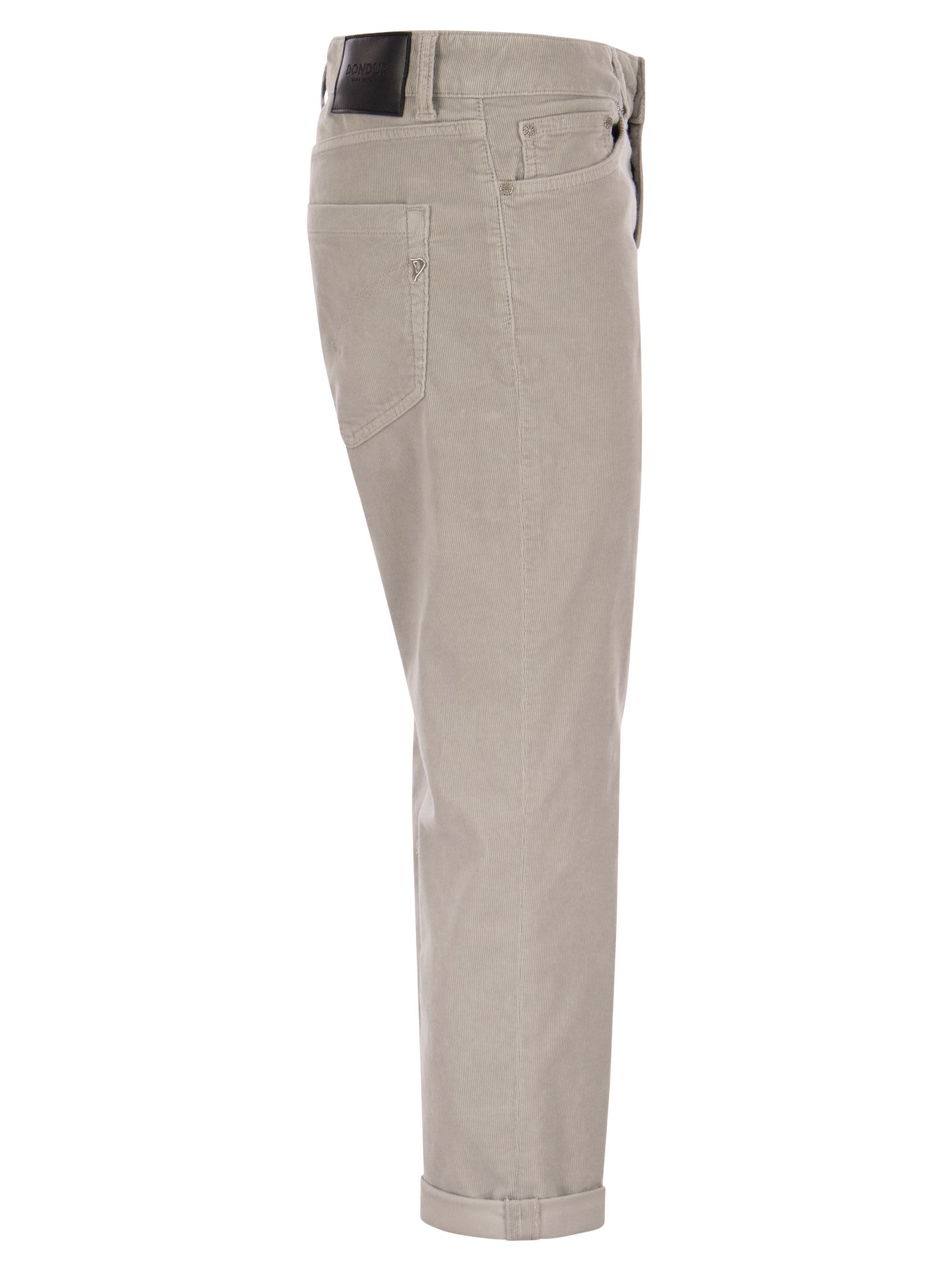 Shop Dondup Koons - Multi-striped Velvet Trousers With Jewelled Buttons In Grey