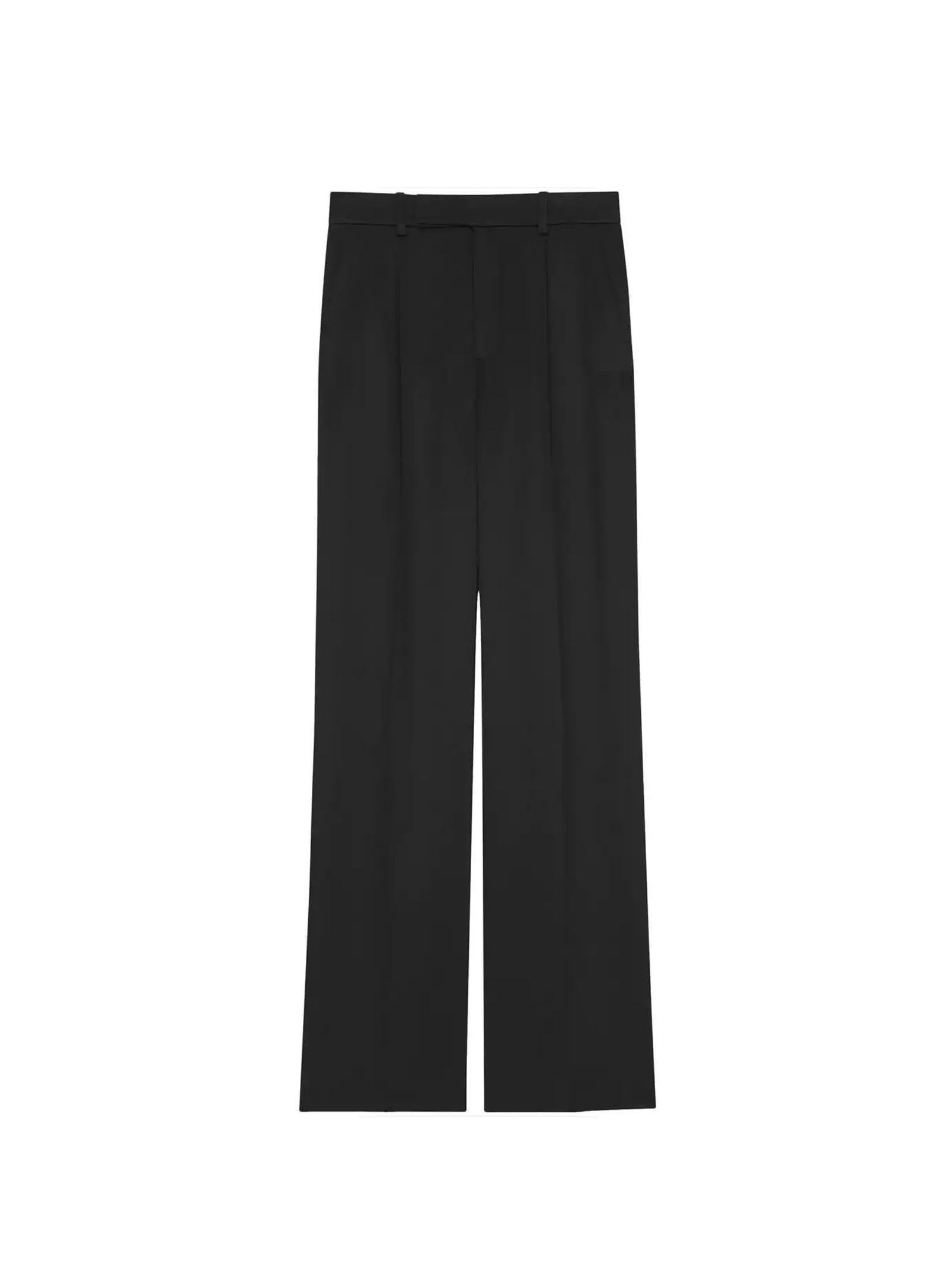 Shop Saint Laurent Flared Satin Trousers In Black