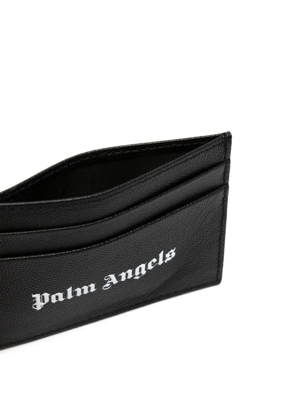 Shop Palm Angels Black Card Holder With White Logo